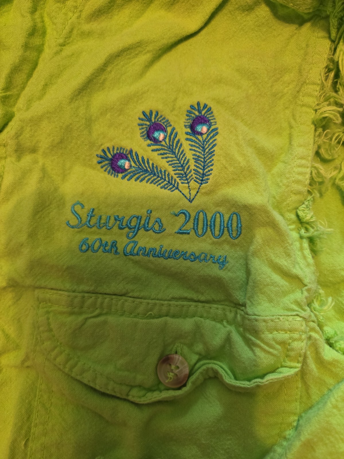 Vintage 2000 Sturgis Biker 60th Anniversary Women’s Button Up Sleeveless Shirt