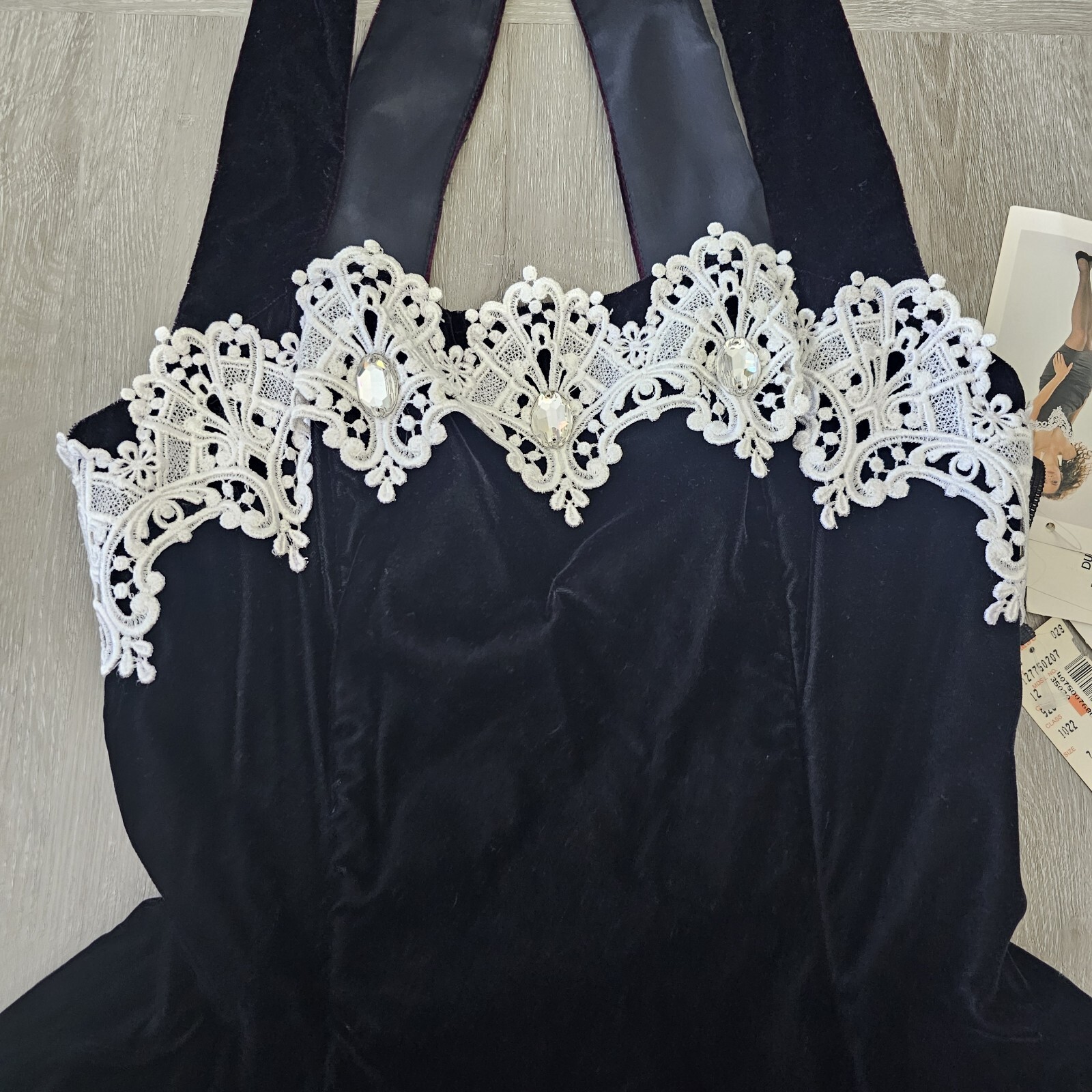 Vtg Jessica McClintock Women Size 7/8 Black With Tulle & 3 Crystals – NWT