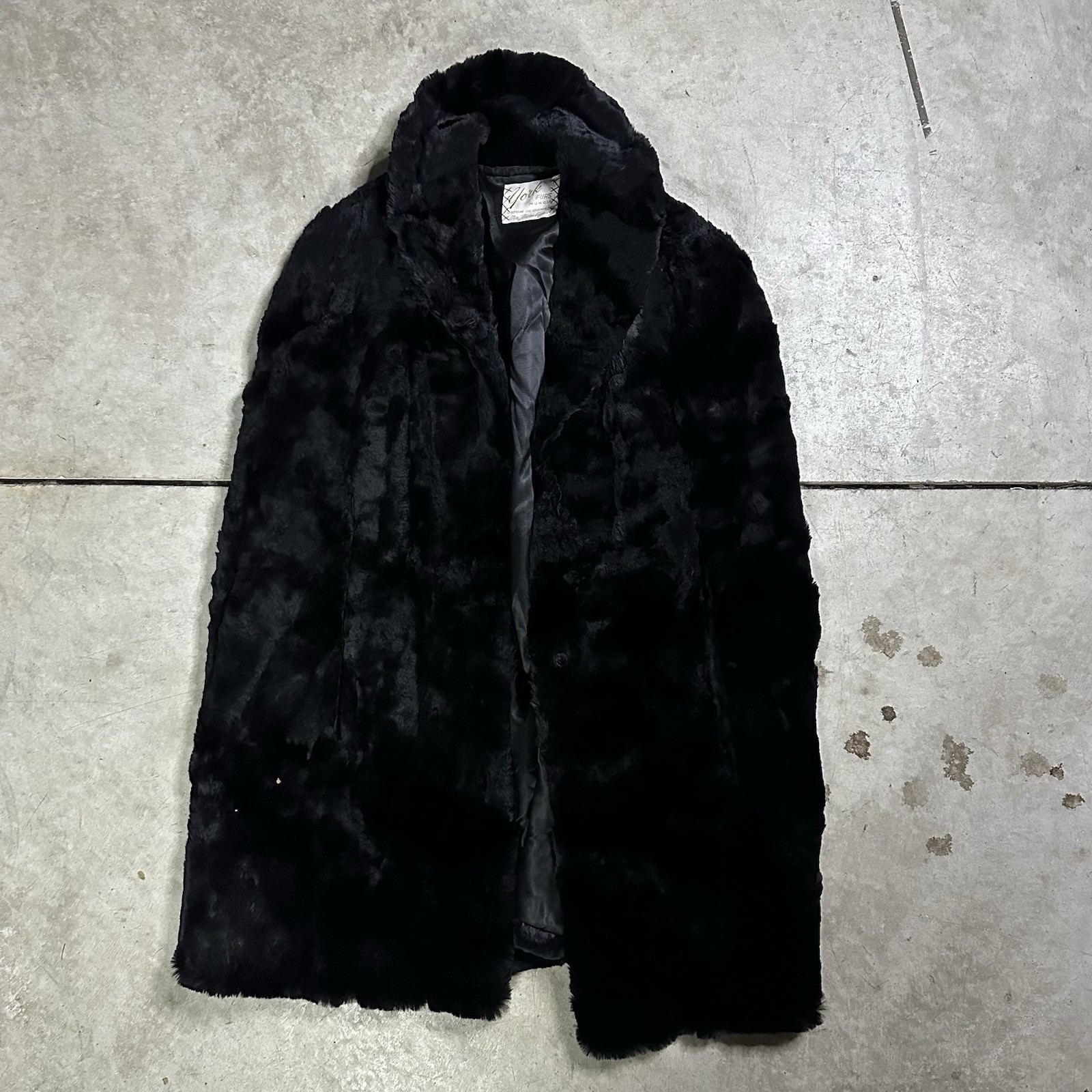 Vintage 1940s 40s Fur Cape Coat Black