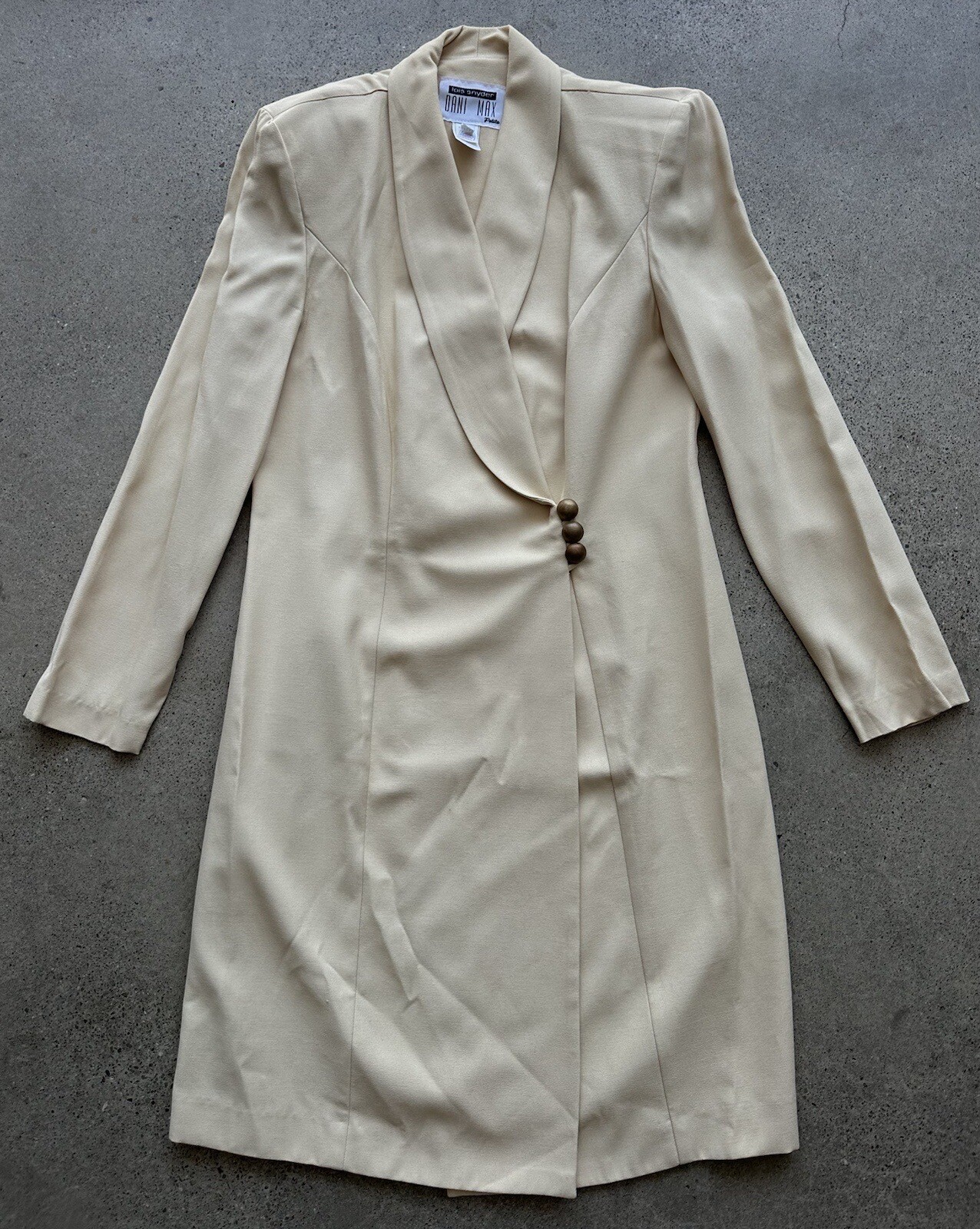 Vintage Dani Max Petite Lois Snyder Cream Rayon Acetate Coat Size 10 Union Made