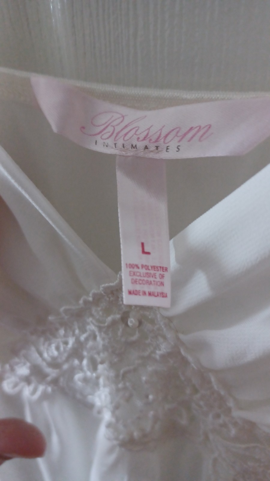 Blossom Intimates White Chiffon Nightgown Large Empire Waist Bridal Semi-Sheer