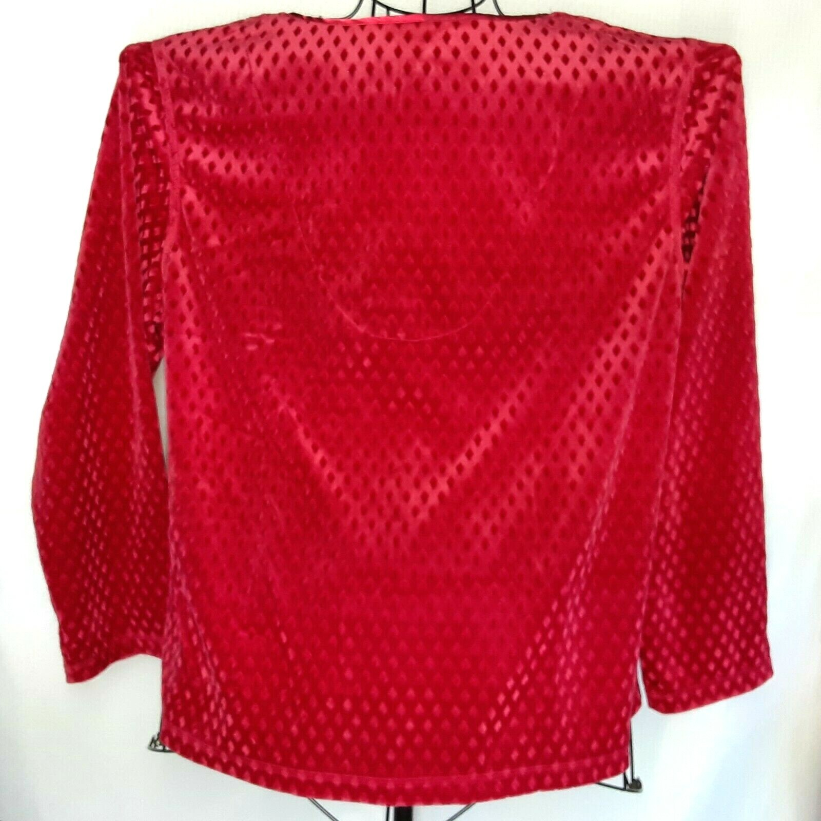 Vtg Sag Harbor Raised Diamond Crushed Velvet w/Charmeuse Satin Trim PJ Set LG