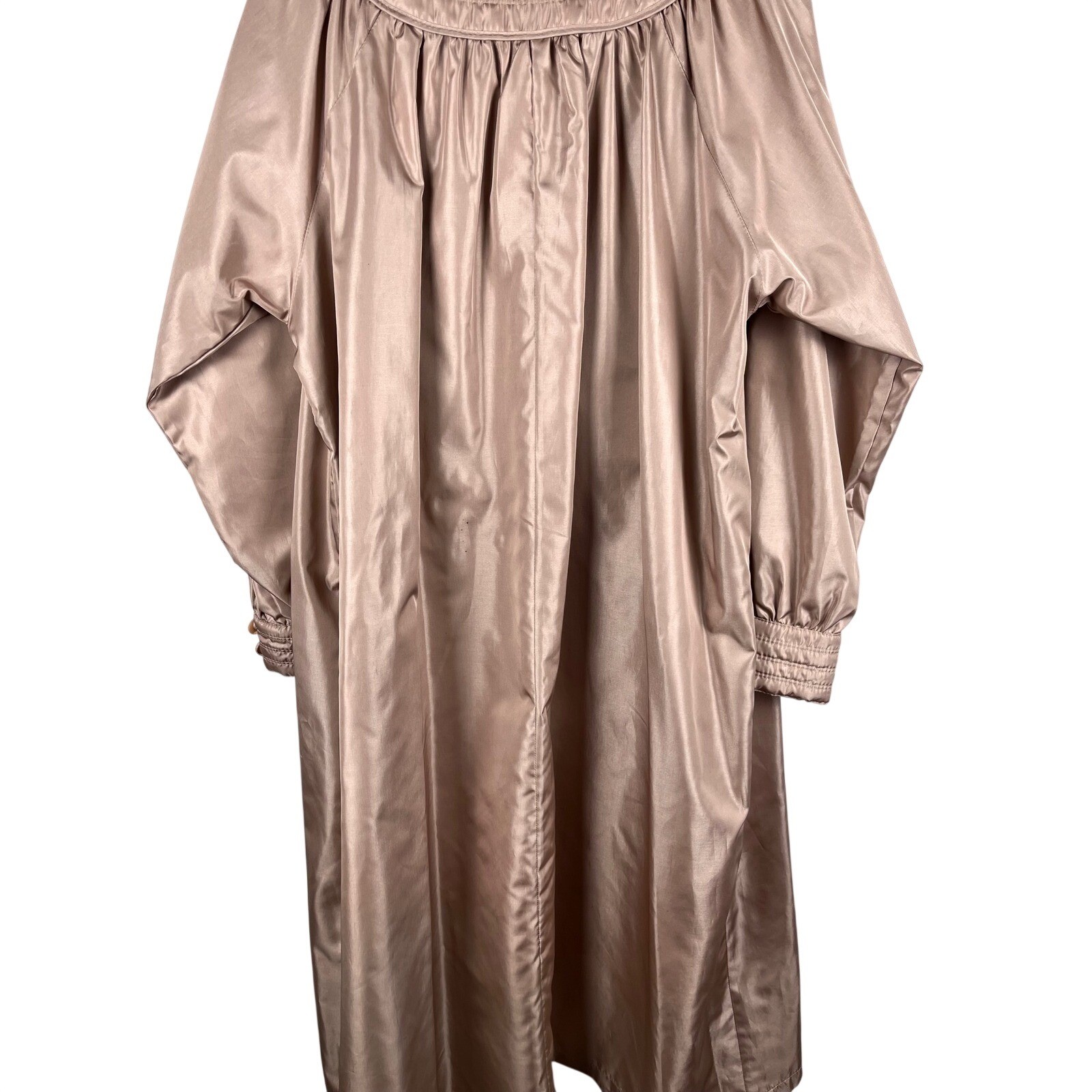 Vintage Foxland by Larson Taupe Belted Trench Coat Puff Sleeve Long Coat