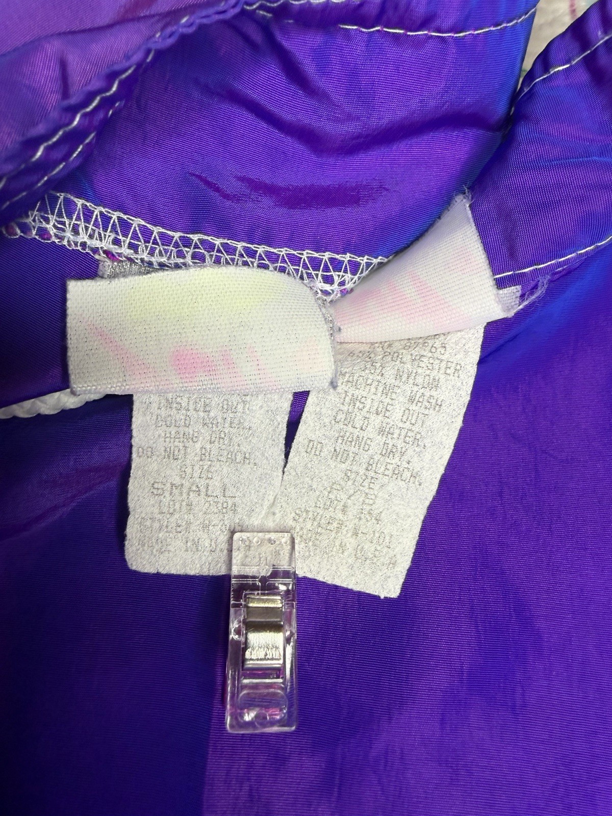 VTG 90s Y2K Surf Style Purple Iridescent Windbreaker Jacket & Board Shorts SM