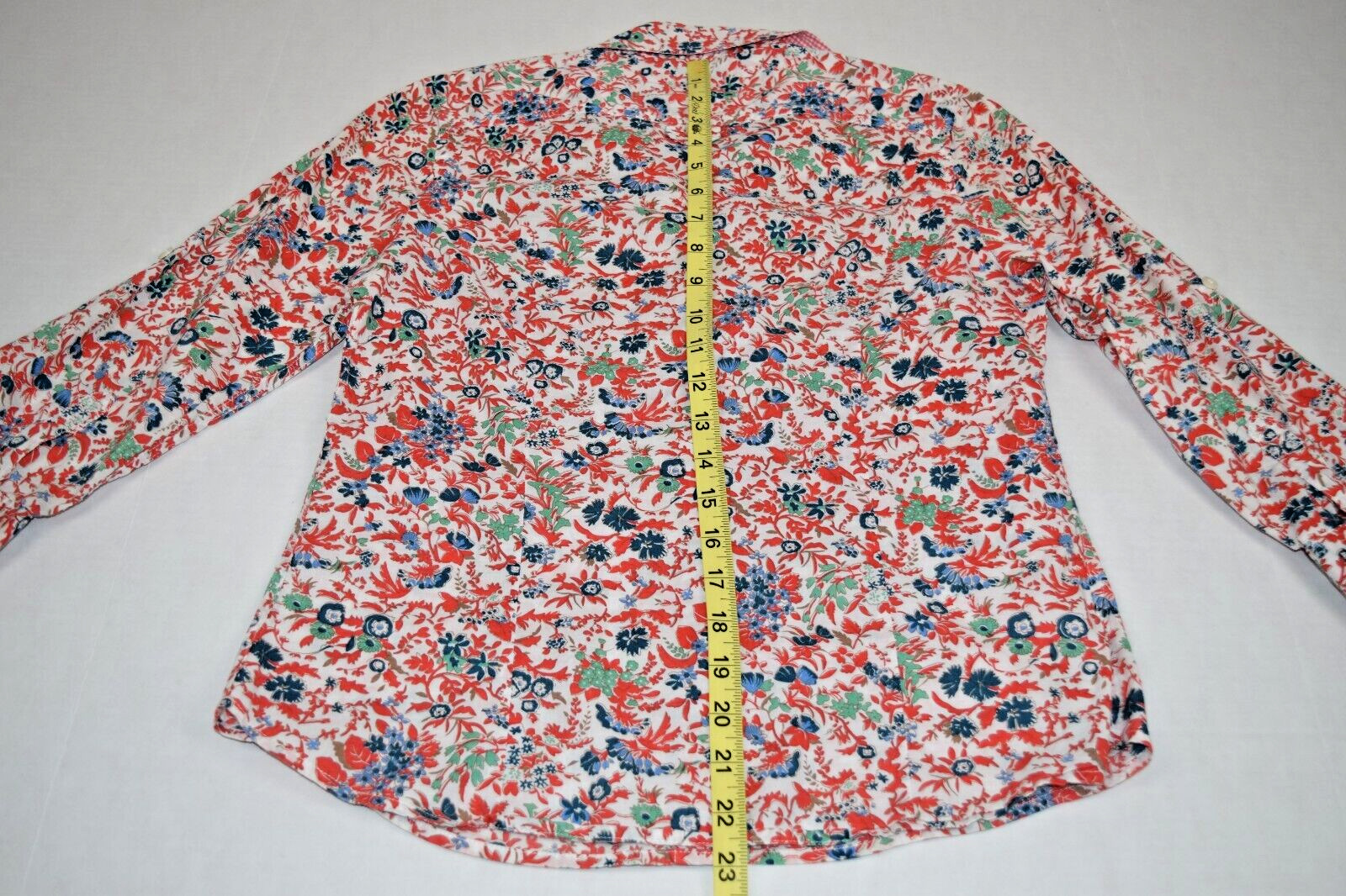 Vintage Womens Shirt Dockers Size S/M 90s Shimmery Red Blue Bronze Green Floral