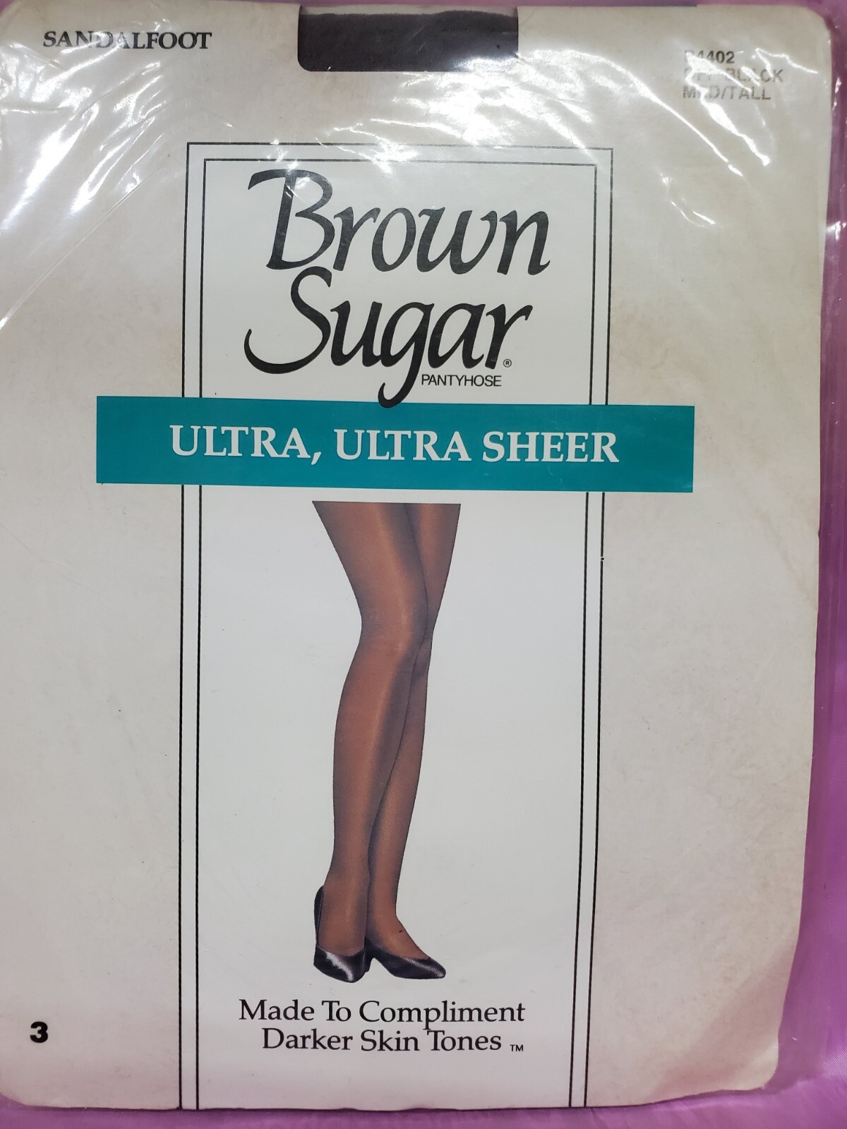 Vtg Brown Sugar Ultra-Ultra Sheer Pantyhose OFF BLACK Med/Tall Darker Skin Tones