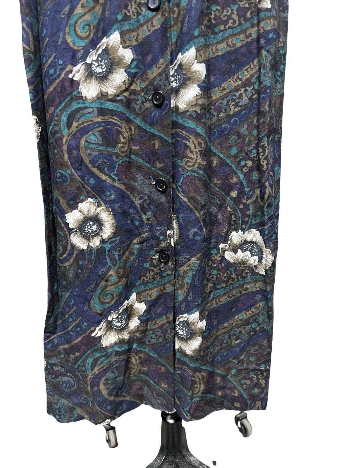 Vintage Outback Red Purple Blue Rayon Paisley Pinafore Dress Sz 4 USA
