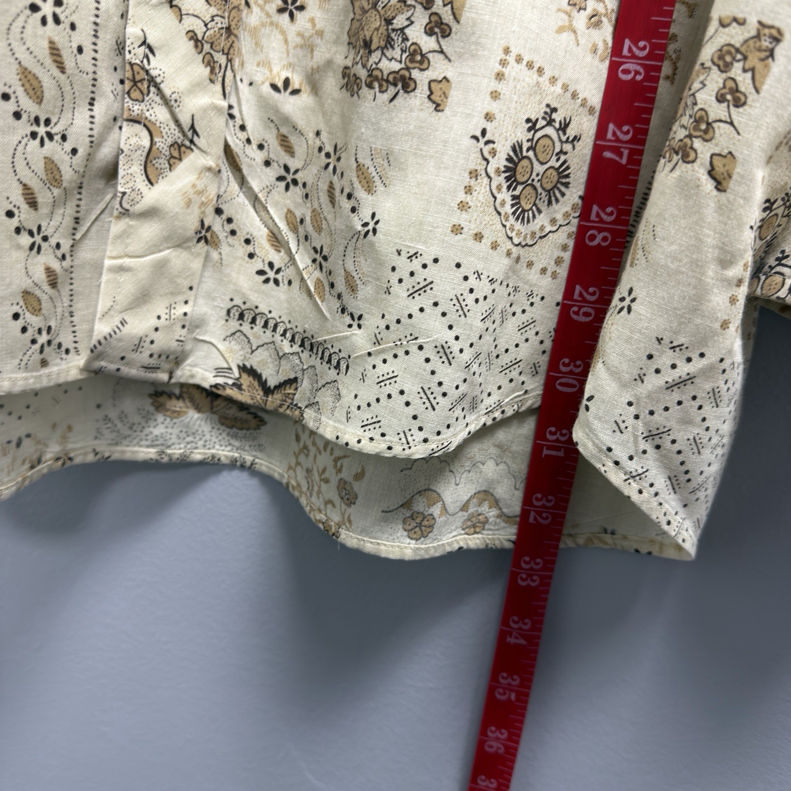 Vintage Sears Western Wear Pearl Snap Shirt Women’s L 16-16½ Beige Floral Paisly
