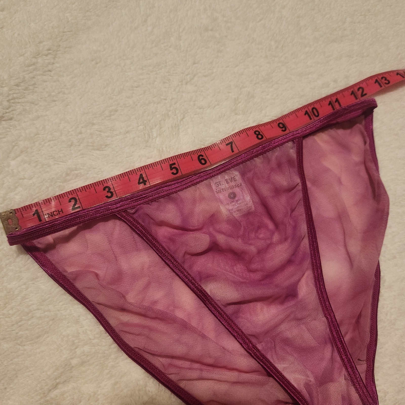 Y2K Vintage St. Eve String Bikini Panties Underwear Sheer Mesh Med Pink Purple