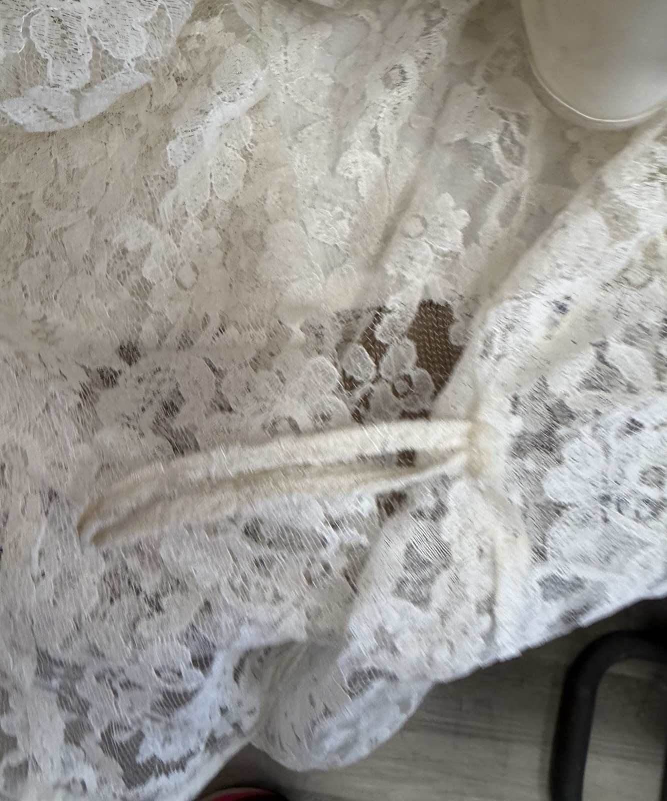 Lace Wedding Dress With Head Cap Train VTG 1951