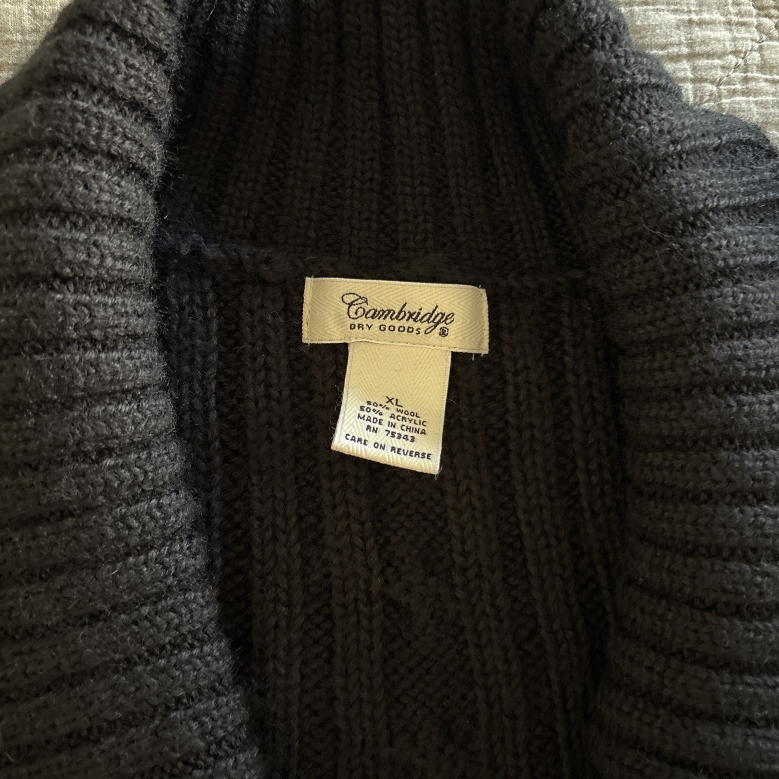 Vintage 70s Cambridge Dry Goods Roll Collar Sweater XL Wool Blend Lagenlook