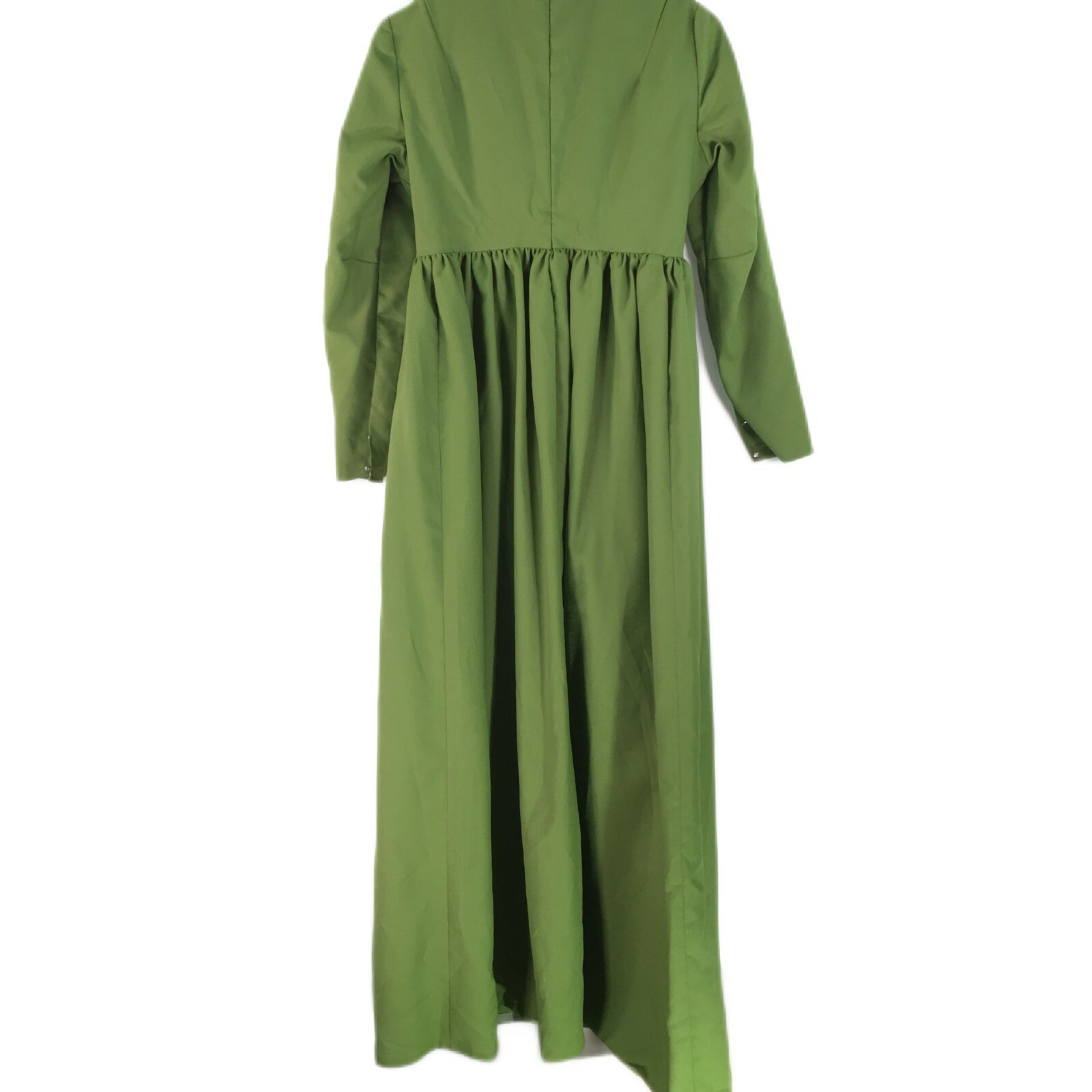 VTG Womens MaryLou Handmade Draped Neck Olive Green Gown Dress Size Large