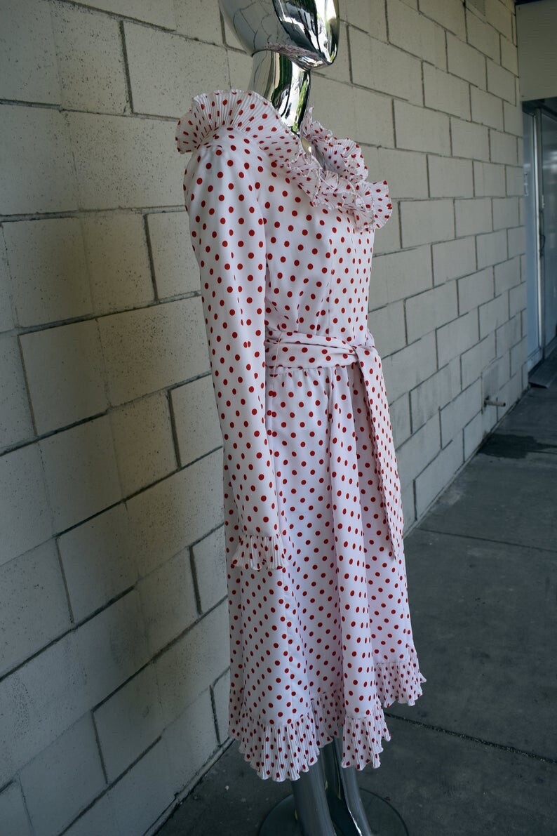 Victor Costa red polka dot dress Vintage