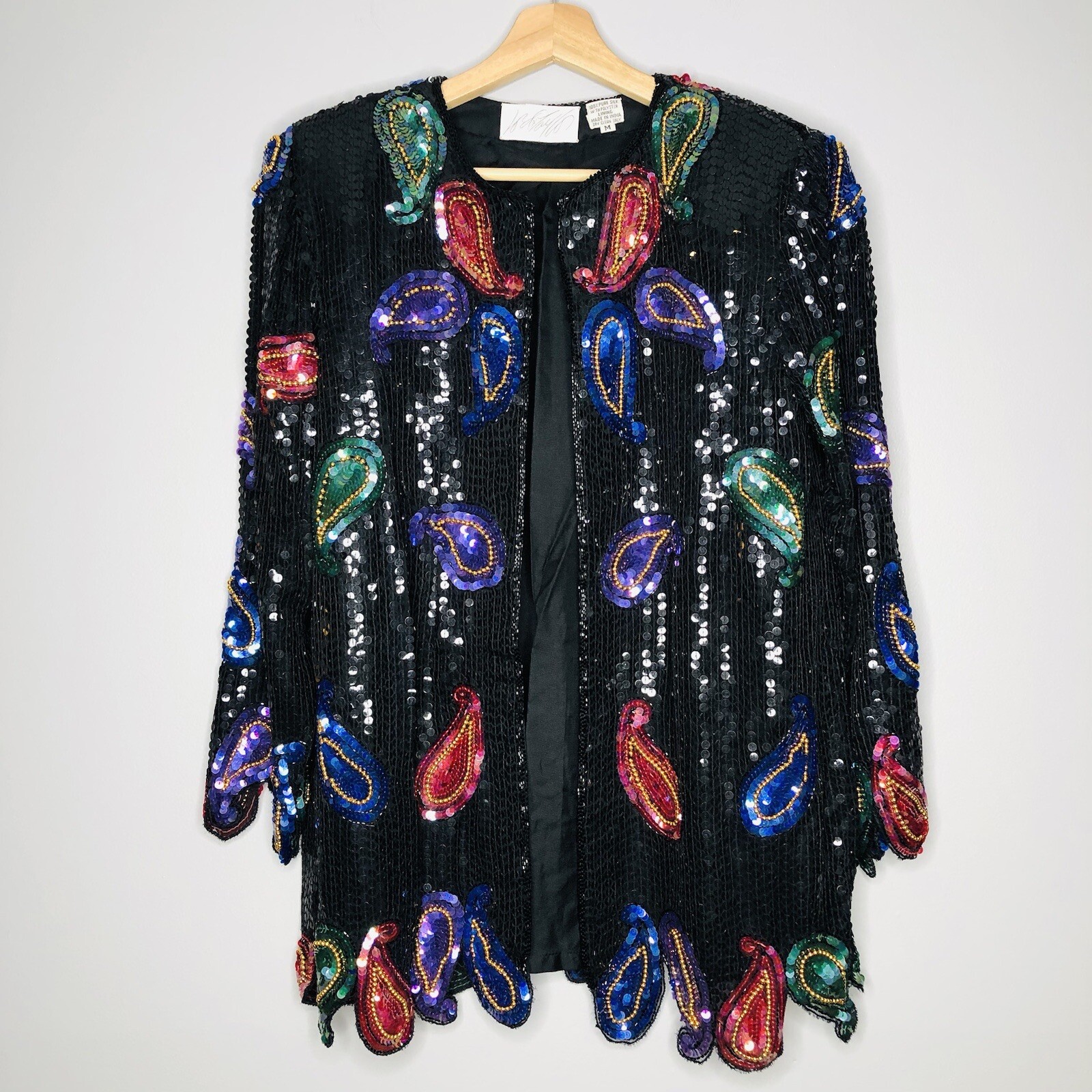 RARE Vintage 80s LORD & TAILOR Paisley Pure 100% Silk Beaded Sequined Jacket