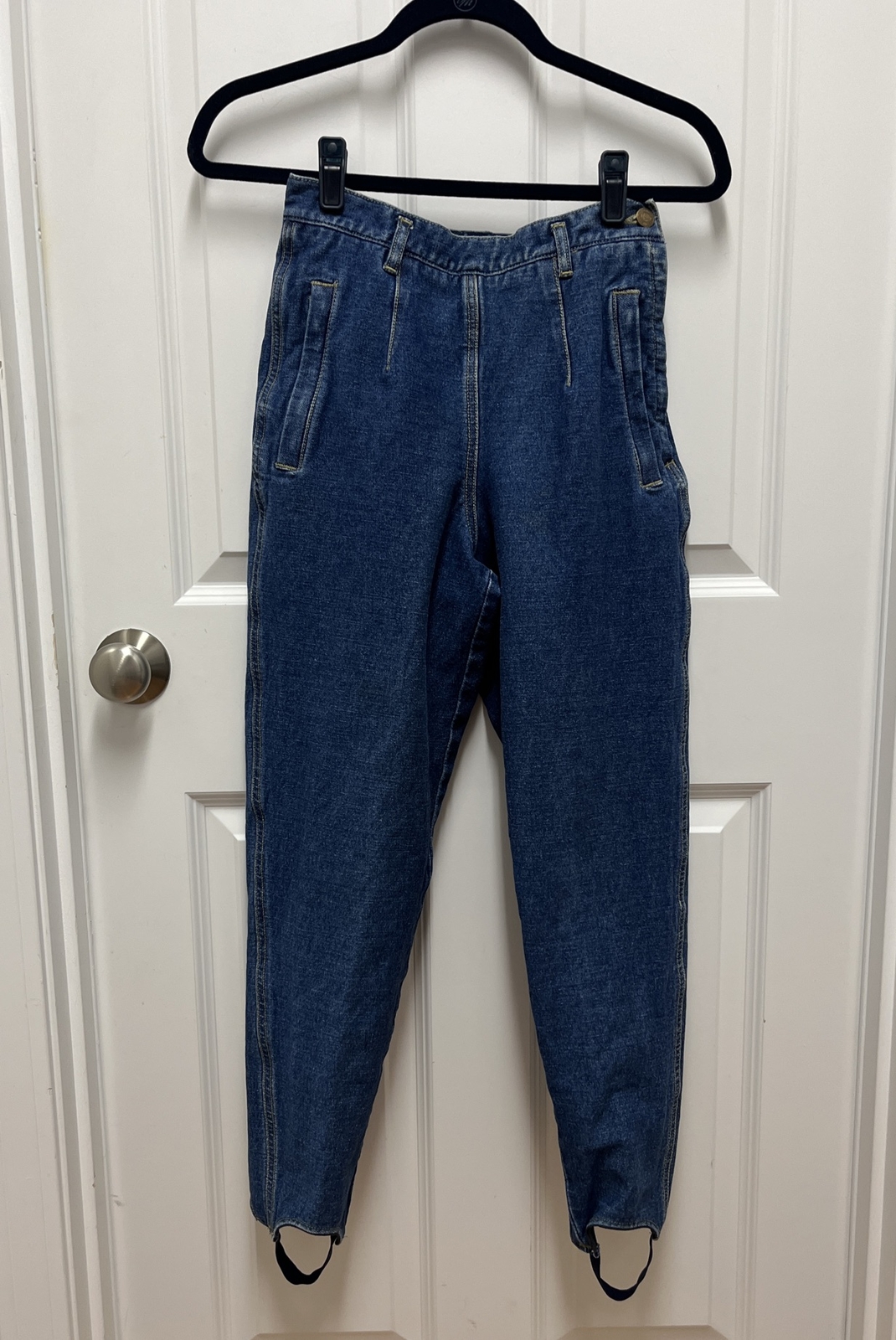Vtg Lizwear High Waist Stirrup Jeans Size 4P Petite Side Zip Pockets