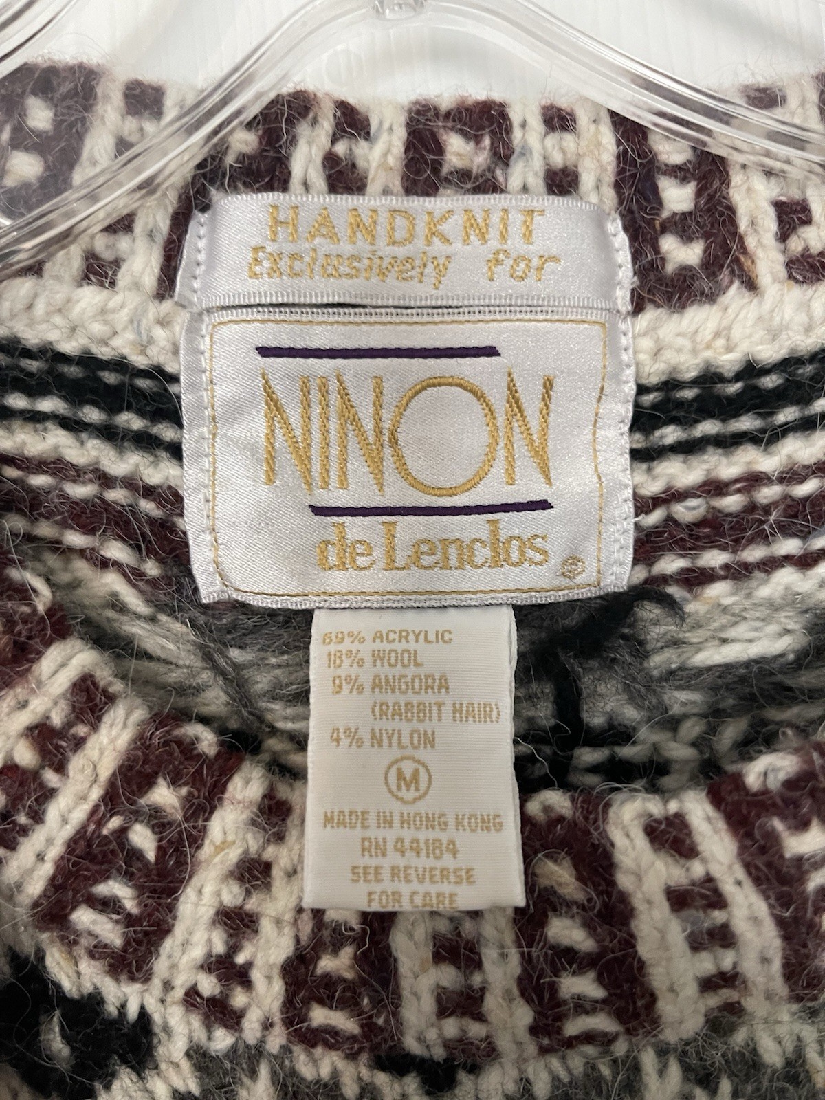 Vintage 90s Ninon De Lenclos Acrylic Wool Angora Nylon Knit Pullover Sweater M