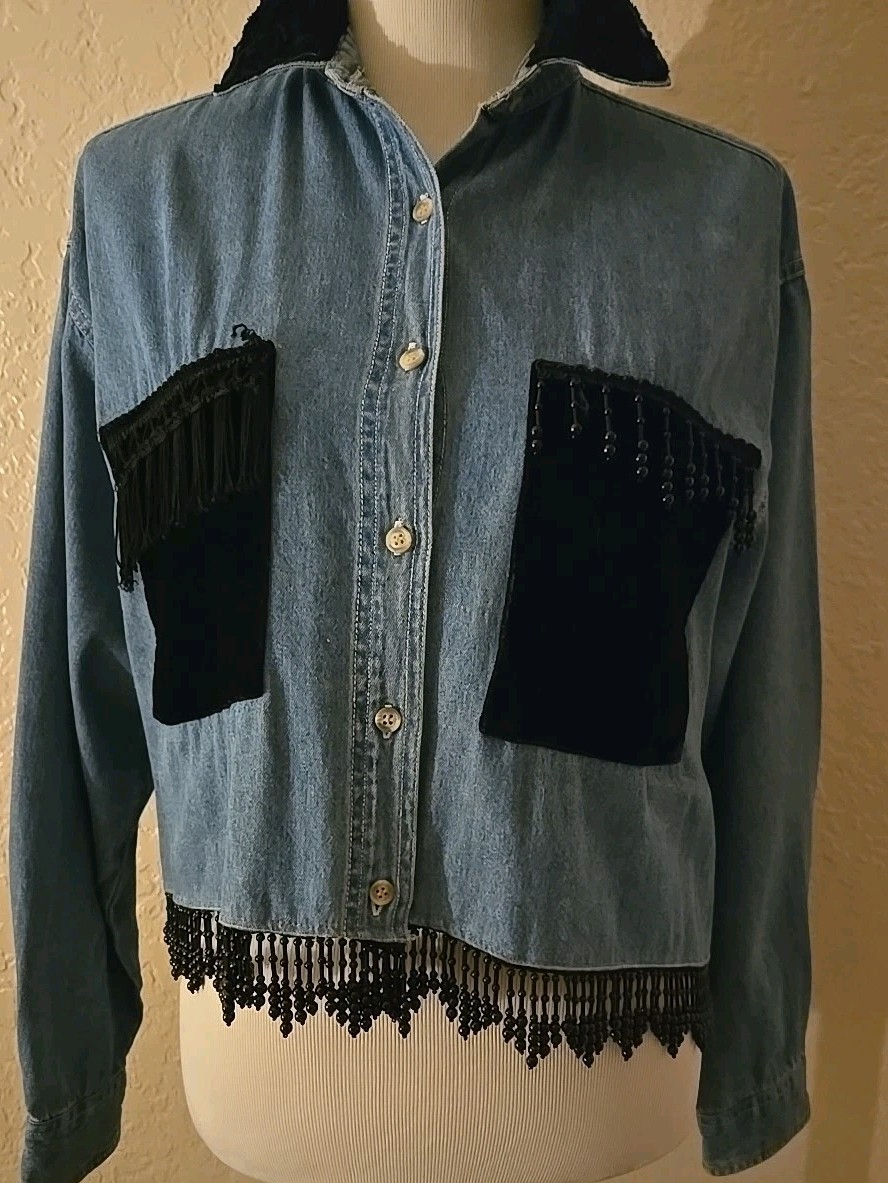 Great Aunt Nina Button Up Custom Made Boutique Fringe Shirt Blouse