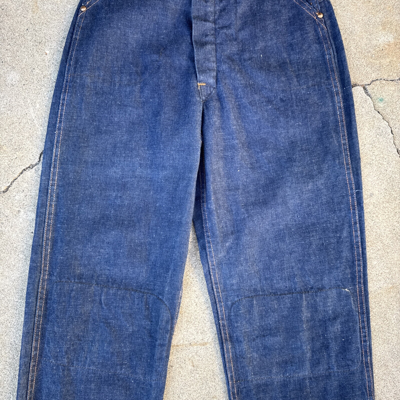 Vintage 1940s 1950s Denim Pants High Waist Jeans Dungaree Sportswear Western