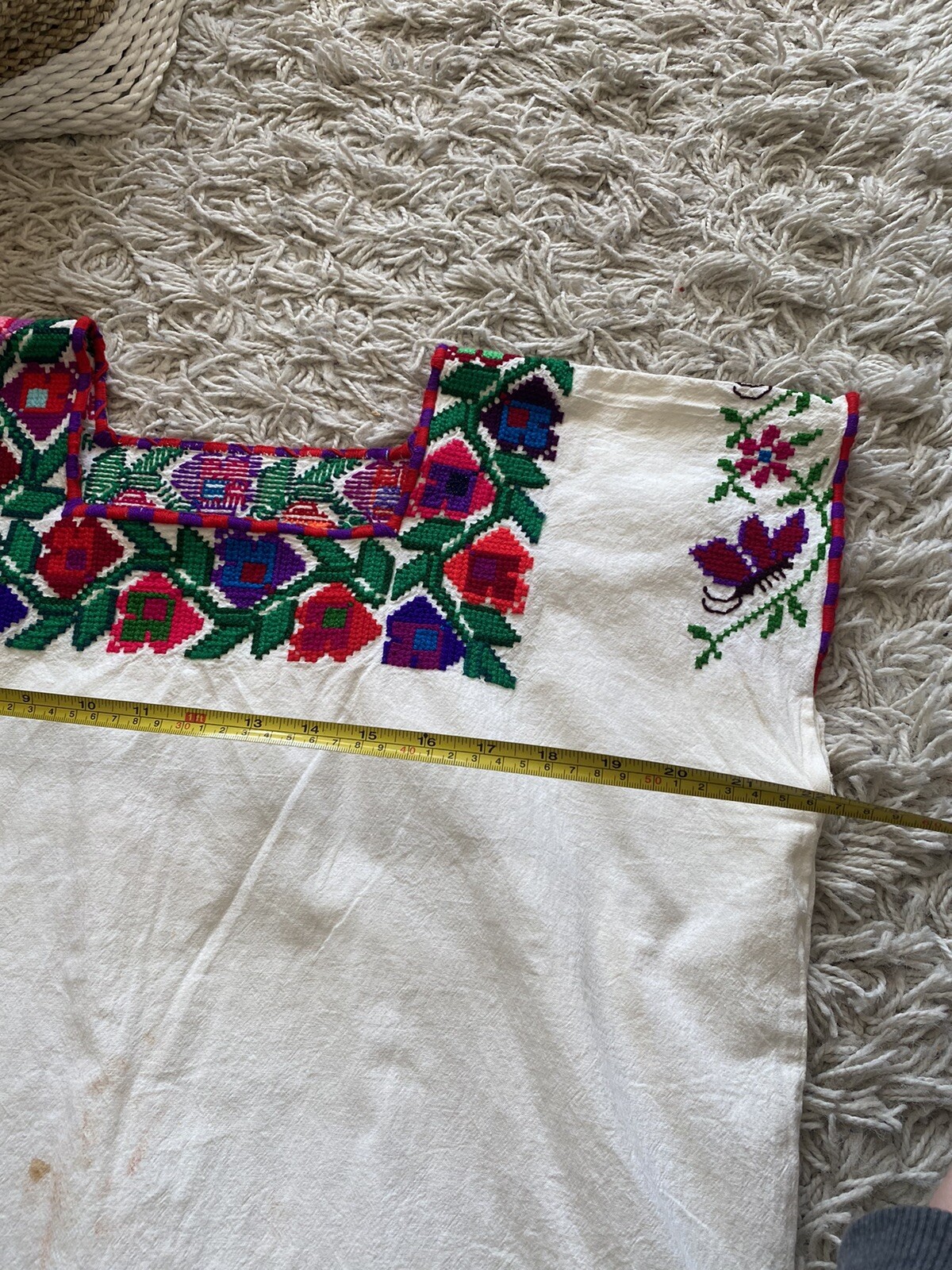 Vintage Peasant Top Hungarian Blouse Authentic Embroidered Cotton Large