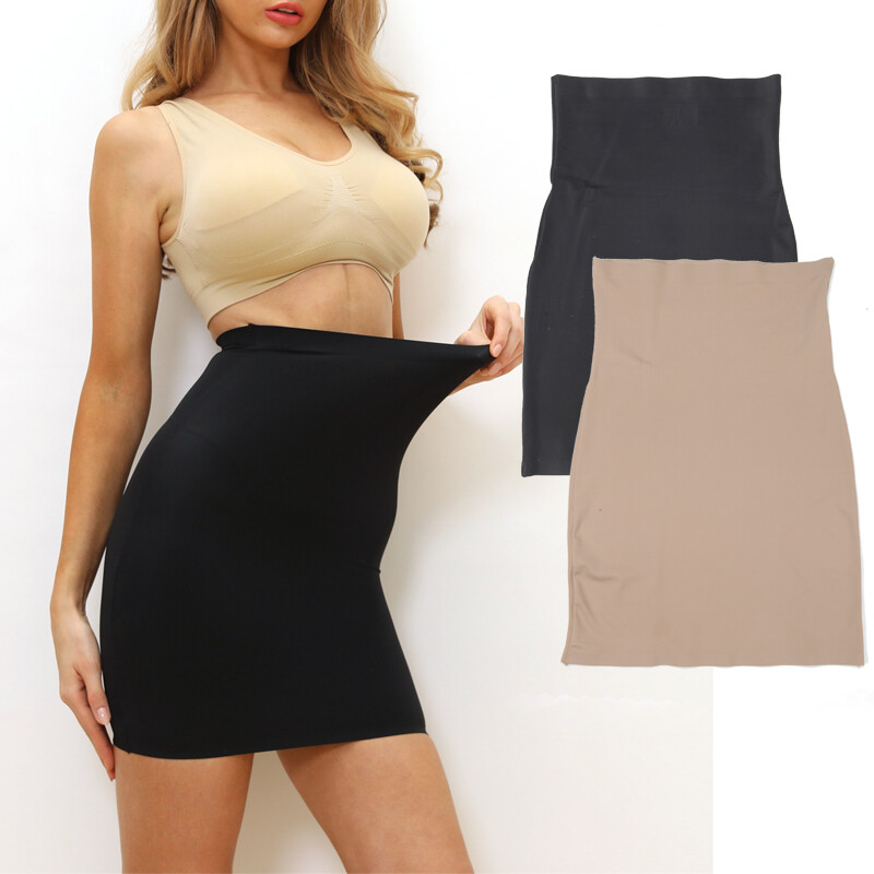 Half Slip for Under Dresses Womens Tummy Control Slip Seamless Body Shaper Skirt