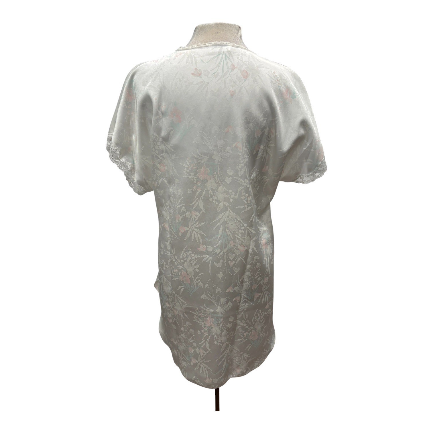 Vintage Sears Satin Floral Nightgown Lounge Tunic Top Cottagecore Lingerie M