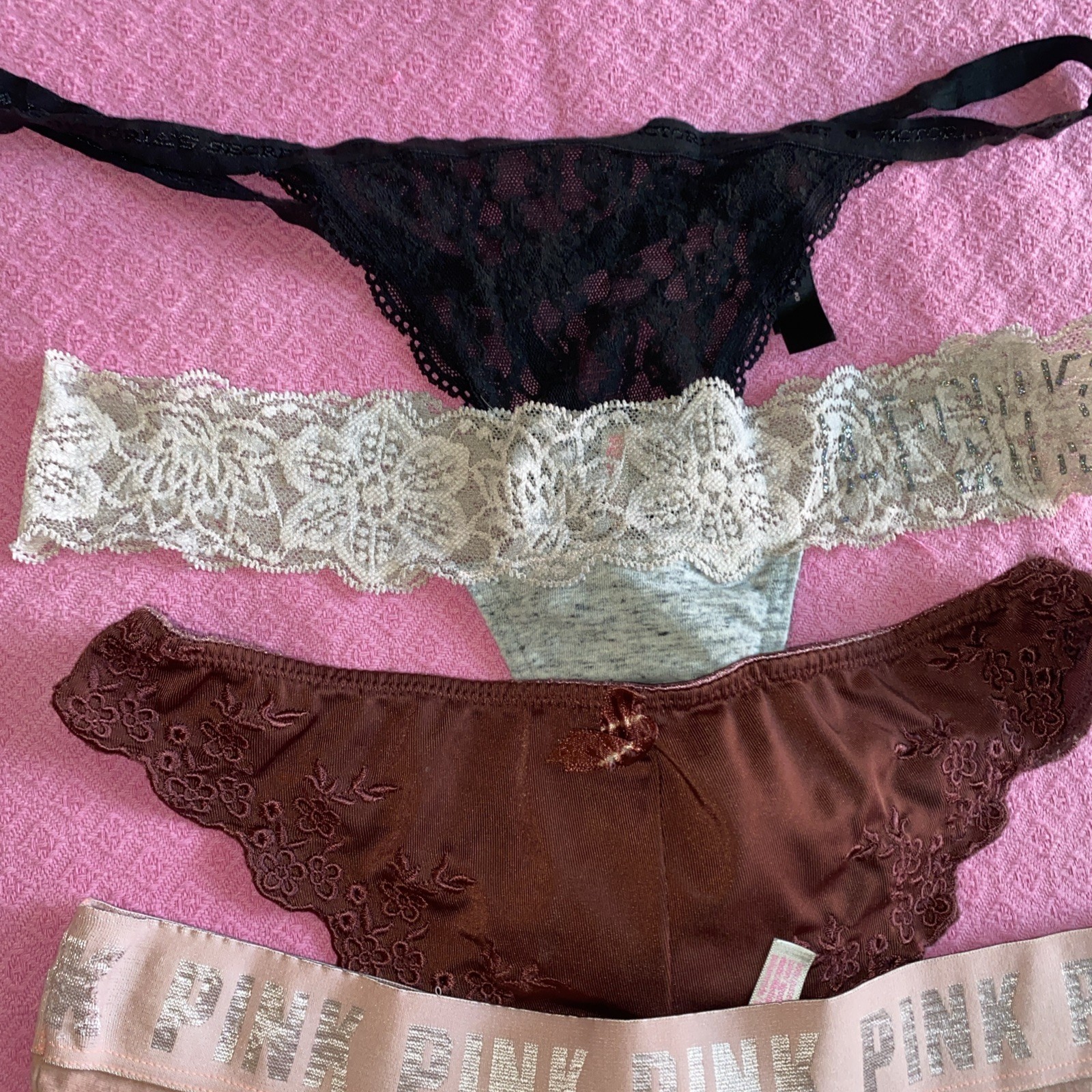Vintage lote 11 PINk/ Victoria’S Secrets Thong/string PANTIES#5677