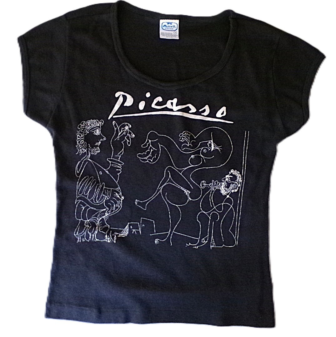 vtg 70s 80’s Picasso T-shirt M Black Bacchanal Anvil USA Single Stitch „Mint”