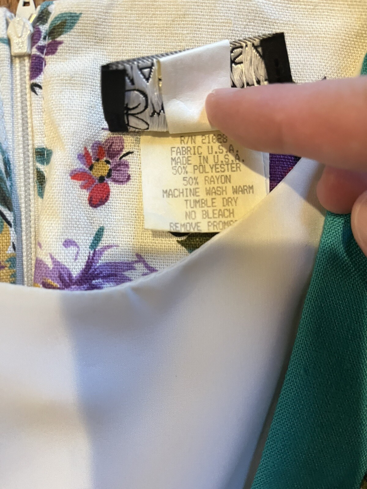 Vintage Breli Originals Green White And Floral 3/4 Sleeve Dress Size 12 W Belt