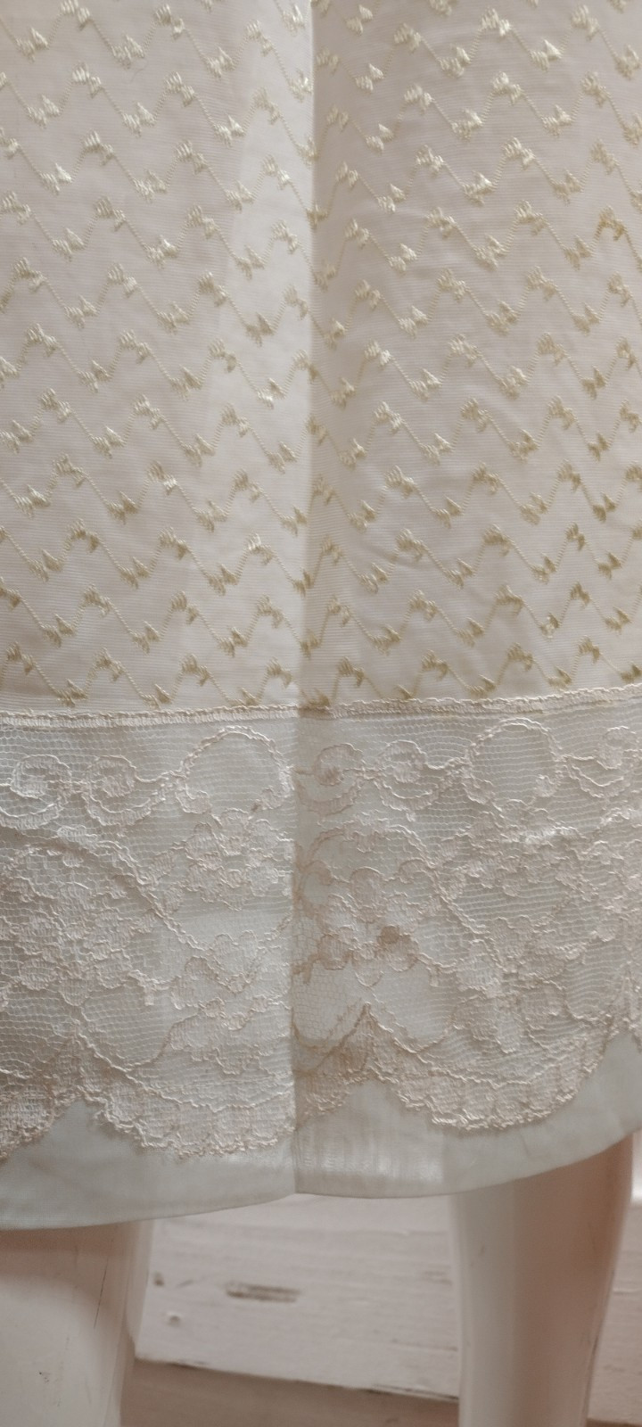 Lace Skirt Slip Chartreuse 50s Nylon Sheer On Mint White Lace Medium VINTAGE