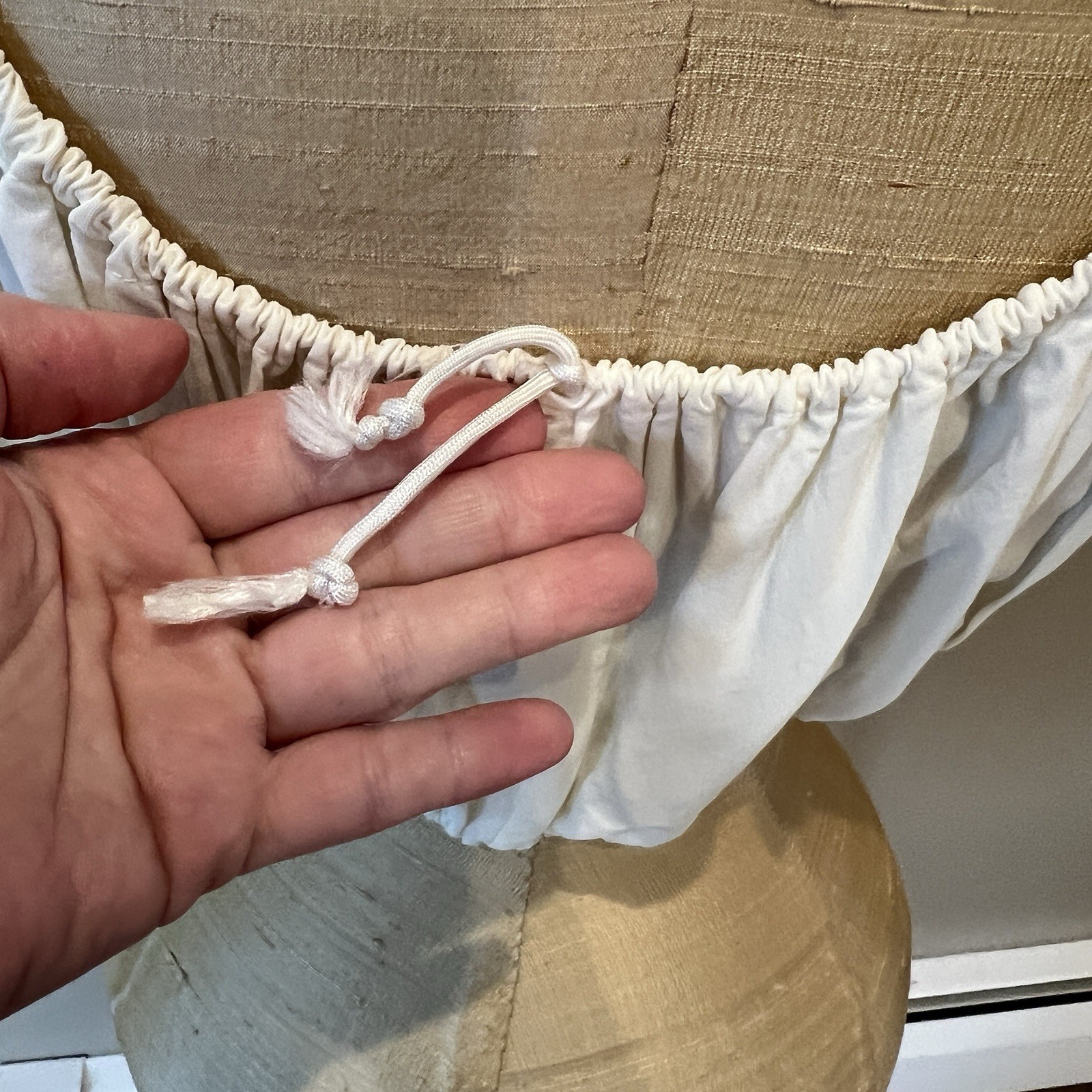 Vintage Victorian Crop Top Small Ivory Boho Hippie Ren Fair Stretch Bubble Hem
