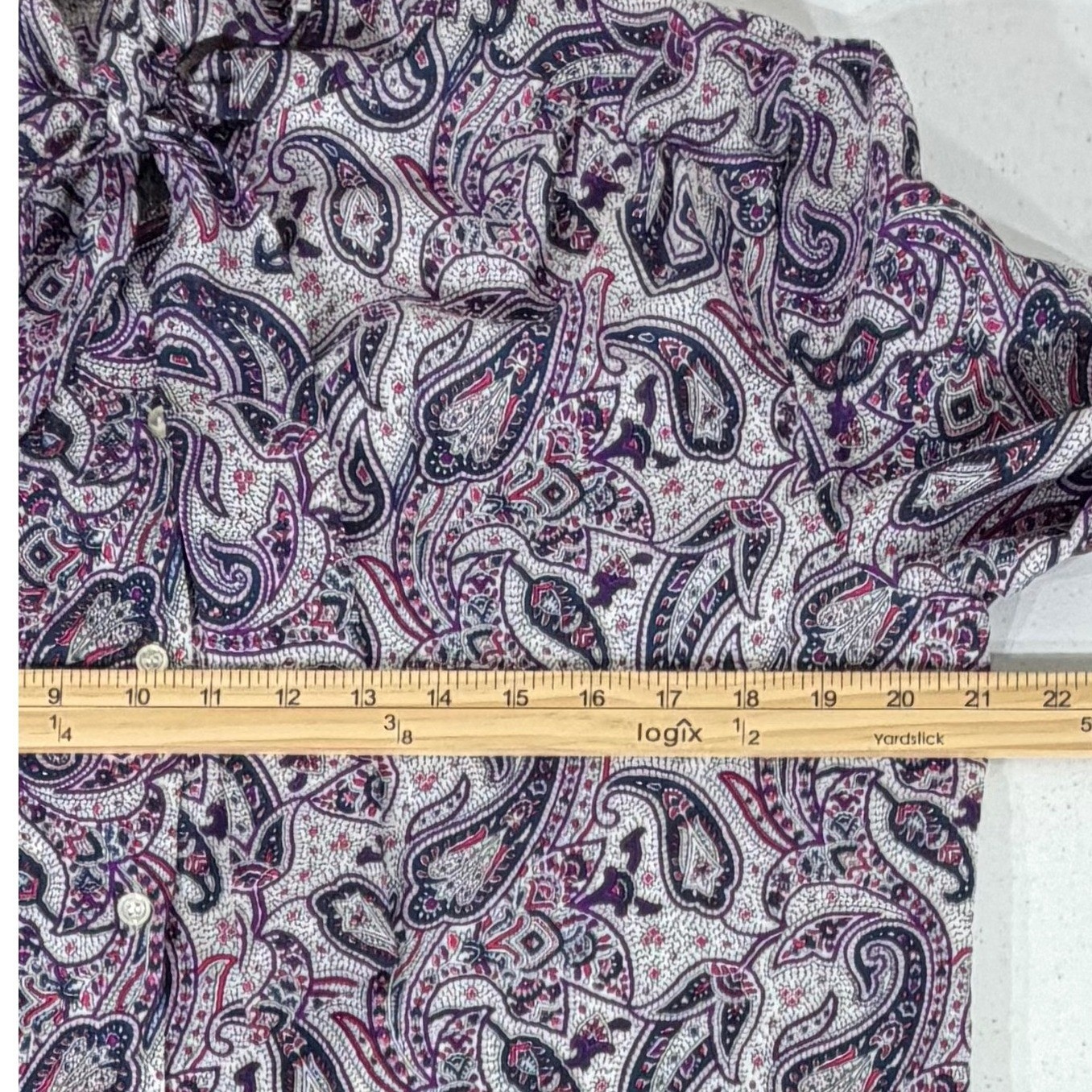 Lady Arrow Blouse Large Purple Paisley 80s Secretary Tie Neck Dark Academia USA