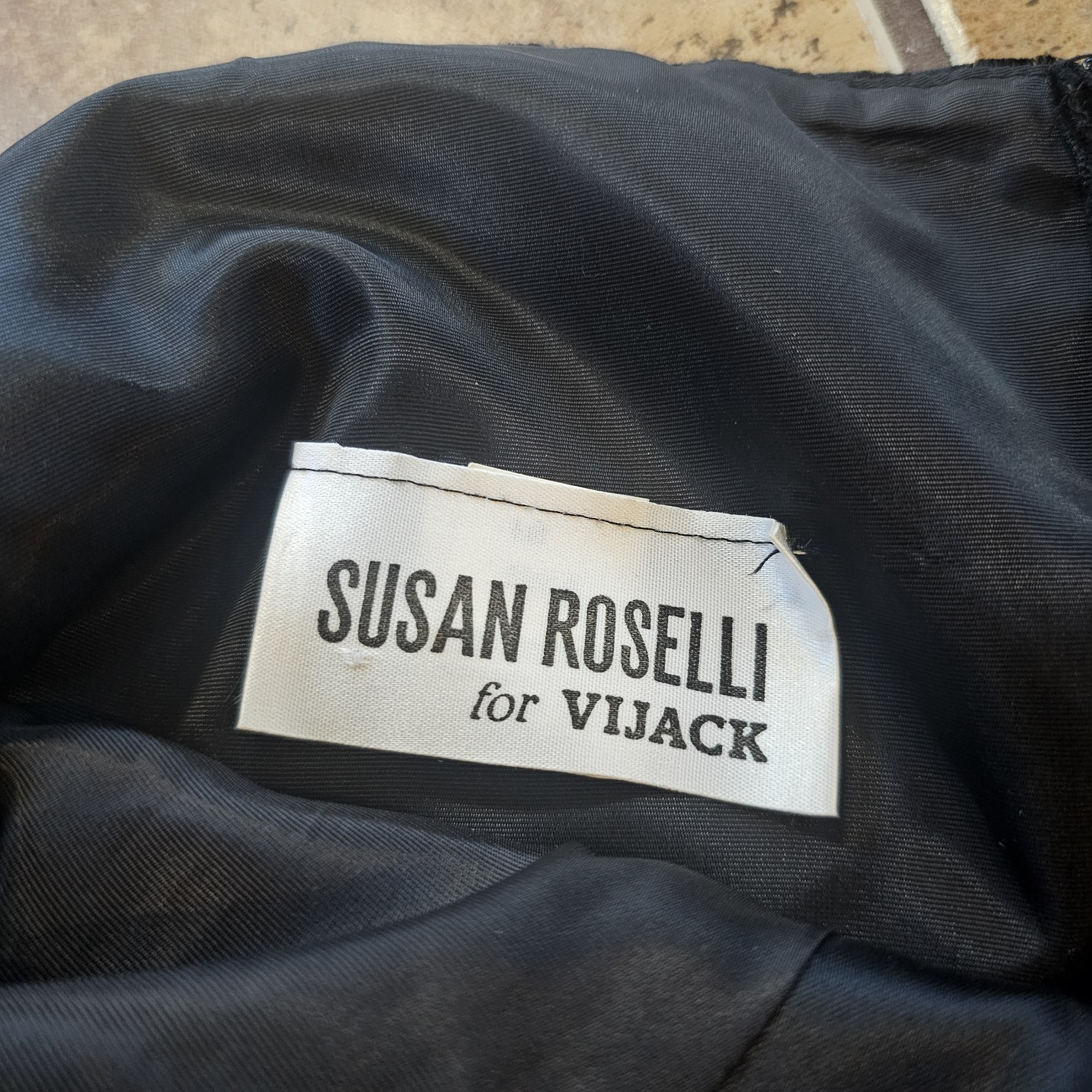 Vintage Susan Roselli Dress Black Velvet Vijack Fit Flare Rayon USA Made