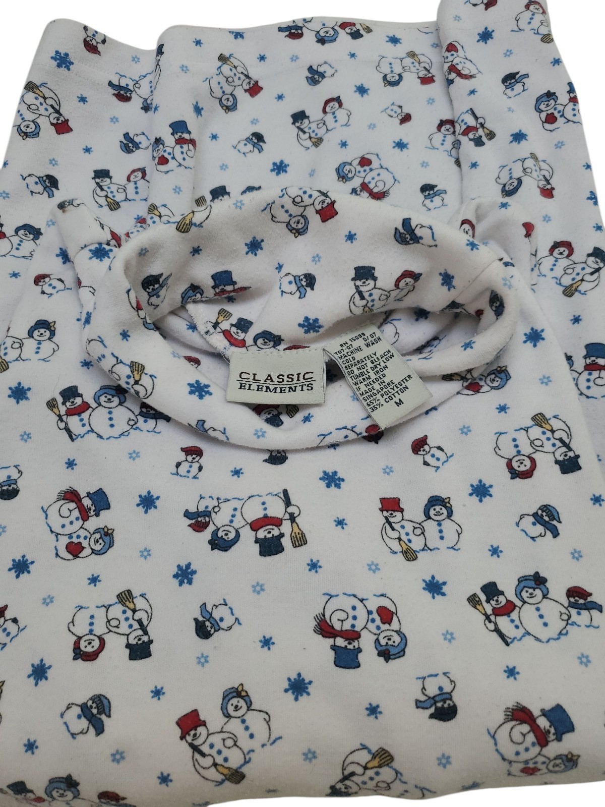 Vtg 90s Classic Elements Holiday Turtleneck Shirt Size M Christmas