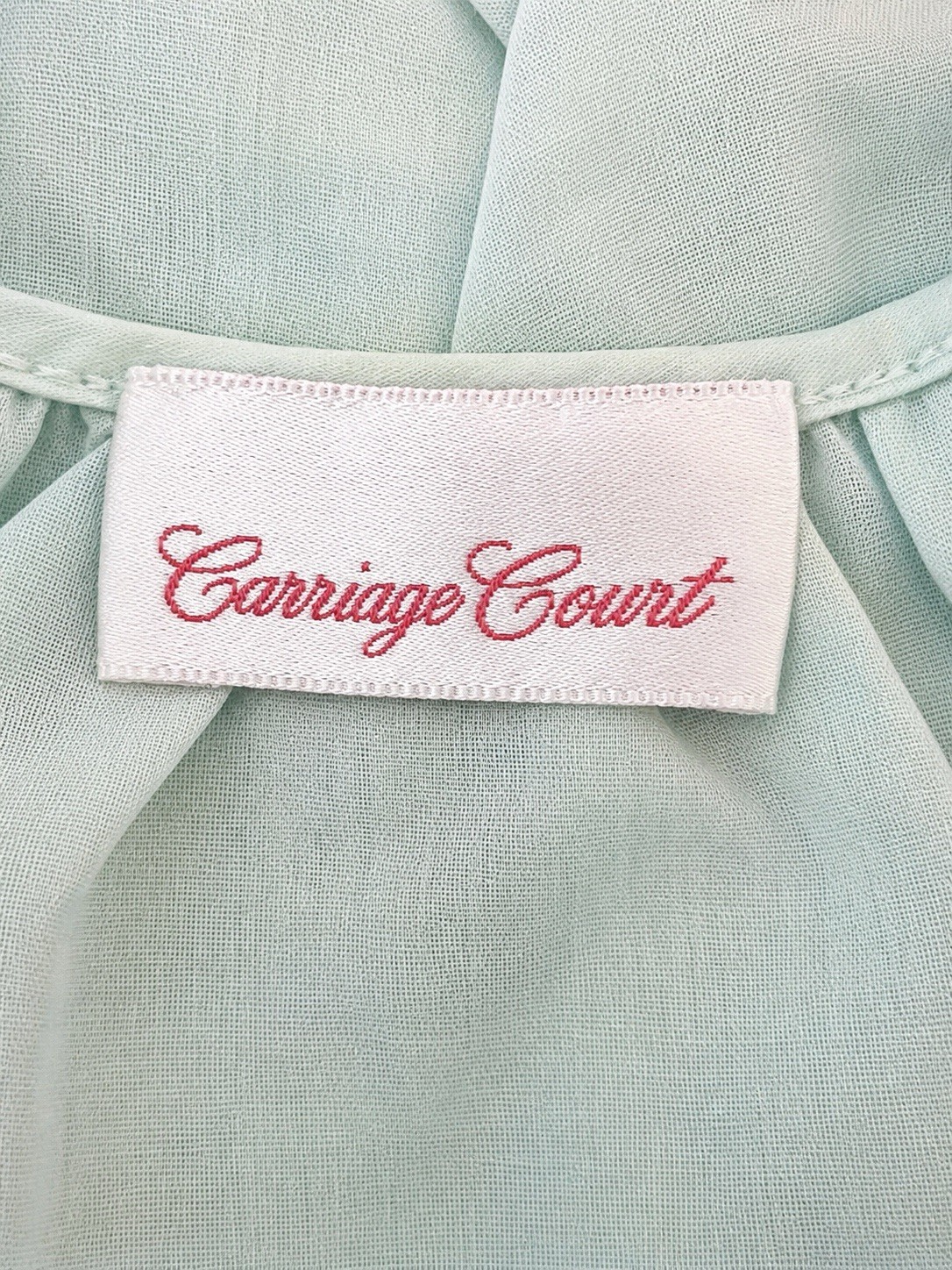 Vintage 1980s Carriage Court Pale Aqua Blue Lace Nightgown L 16-18 USA