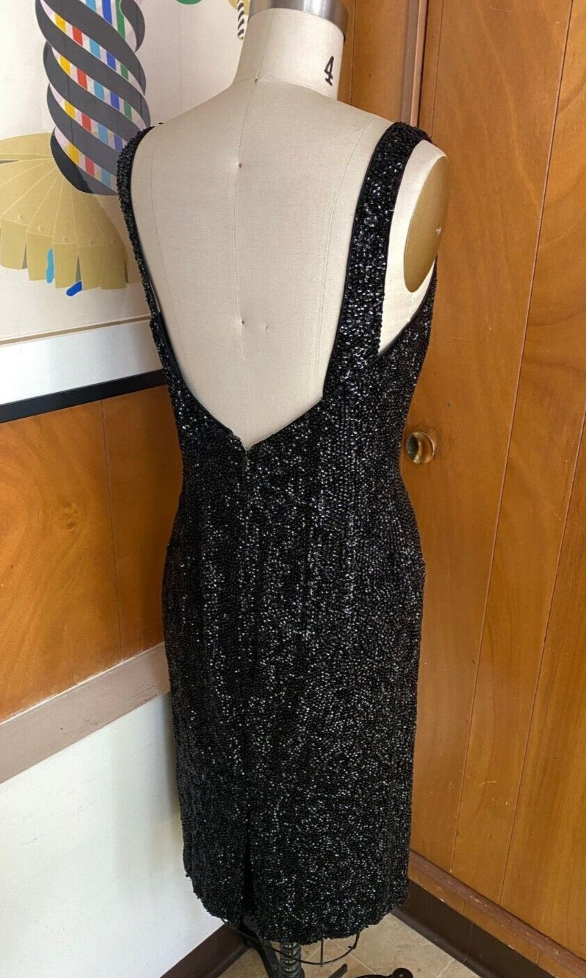 VTG sparkly heavily beaded Sequin Dress S 4 6 sleeveless sexy bodycon low back