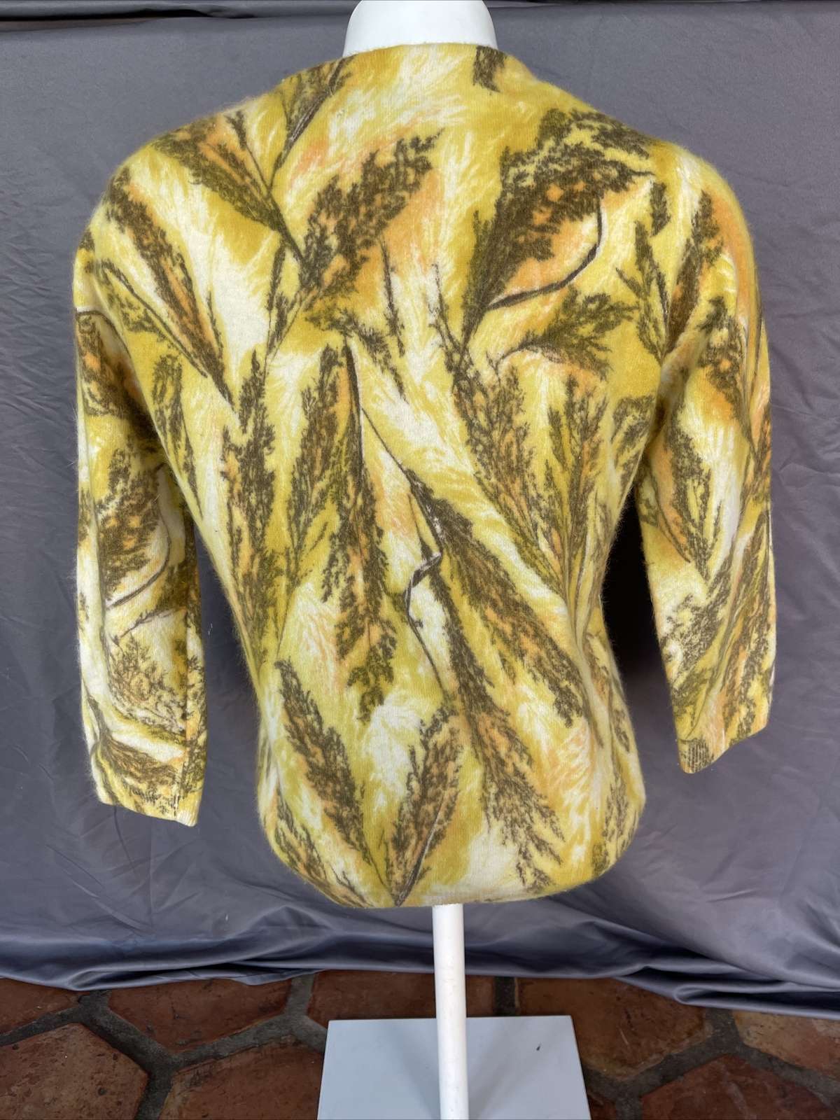 Vintage 50s Angora Wool Angelon Darlene Granny Sweater Cardigan Pearl Buttons 36