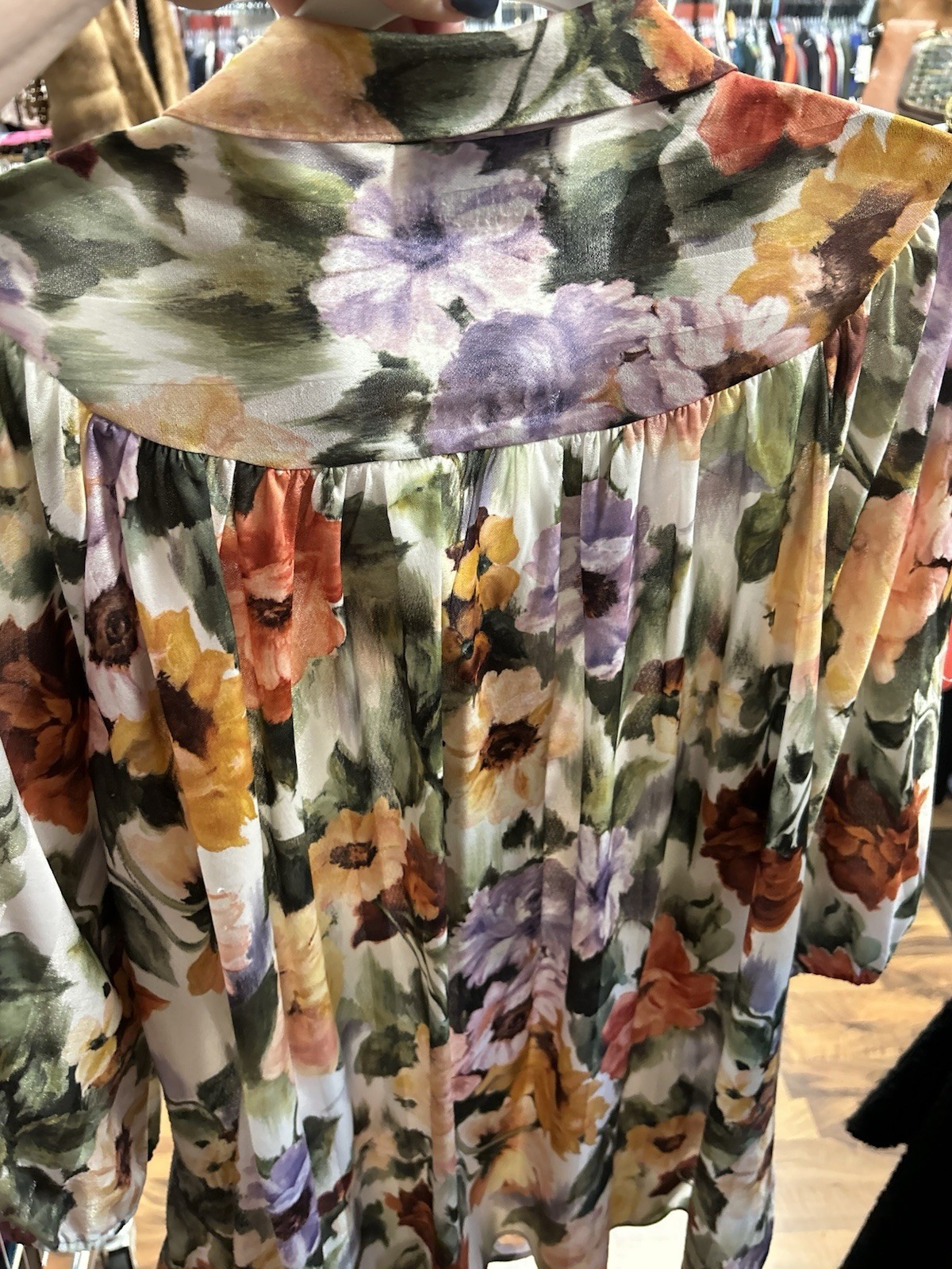 Vintage Women’s Top Notch Floral Blouse Shirt Plus Size 44/24W Smock 3/4 Sleeve