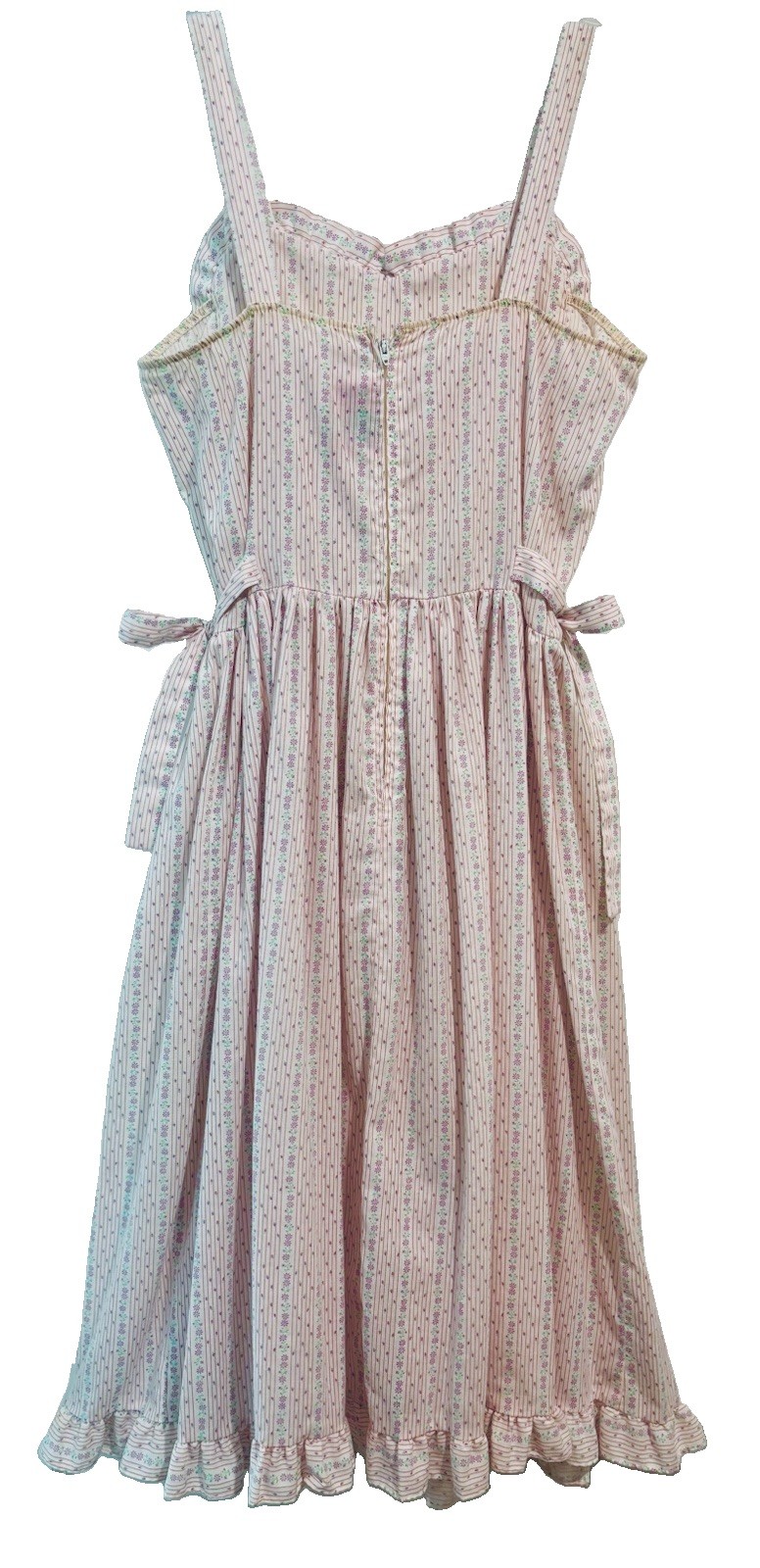 VTG 80s Becky Sharpe Sundress Sweetheart Neckline Dainty Pink & Lavender Floral