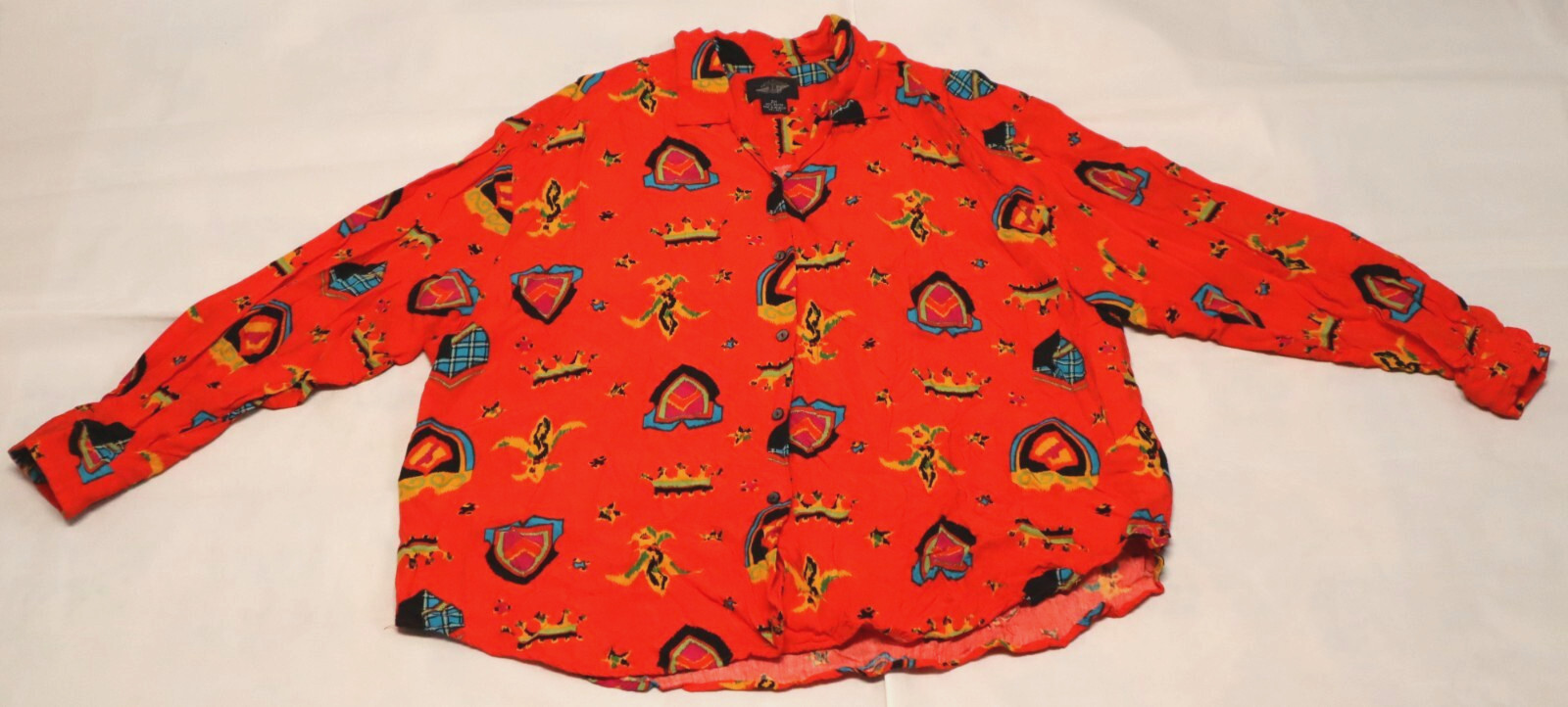 Vintage 1980s Levi’s Dockers Women Red Neon Kings Royal Crown shirt 2X