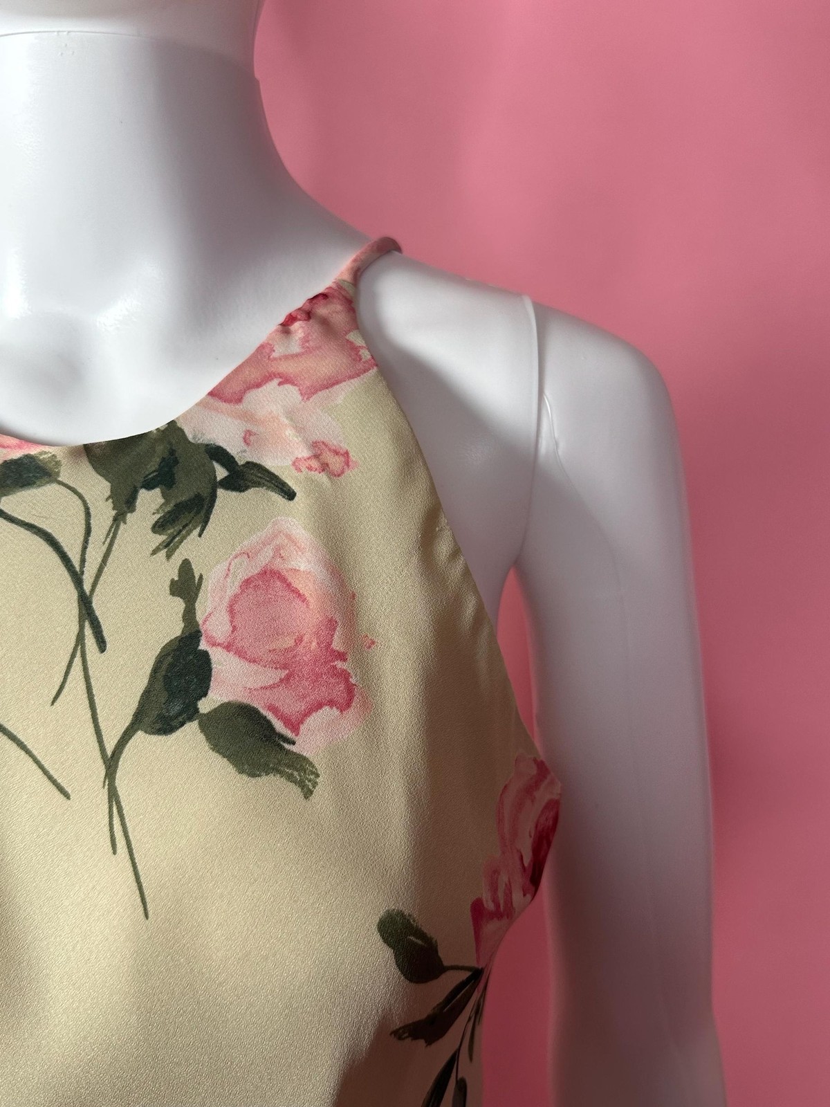 1990s-Y2K HAMPTON NITES ROSE Watercolor Floral Print Maxi Slip Dress. Medium.