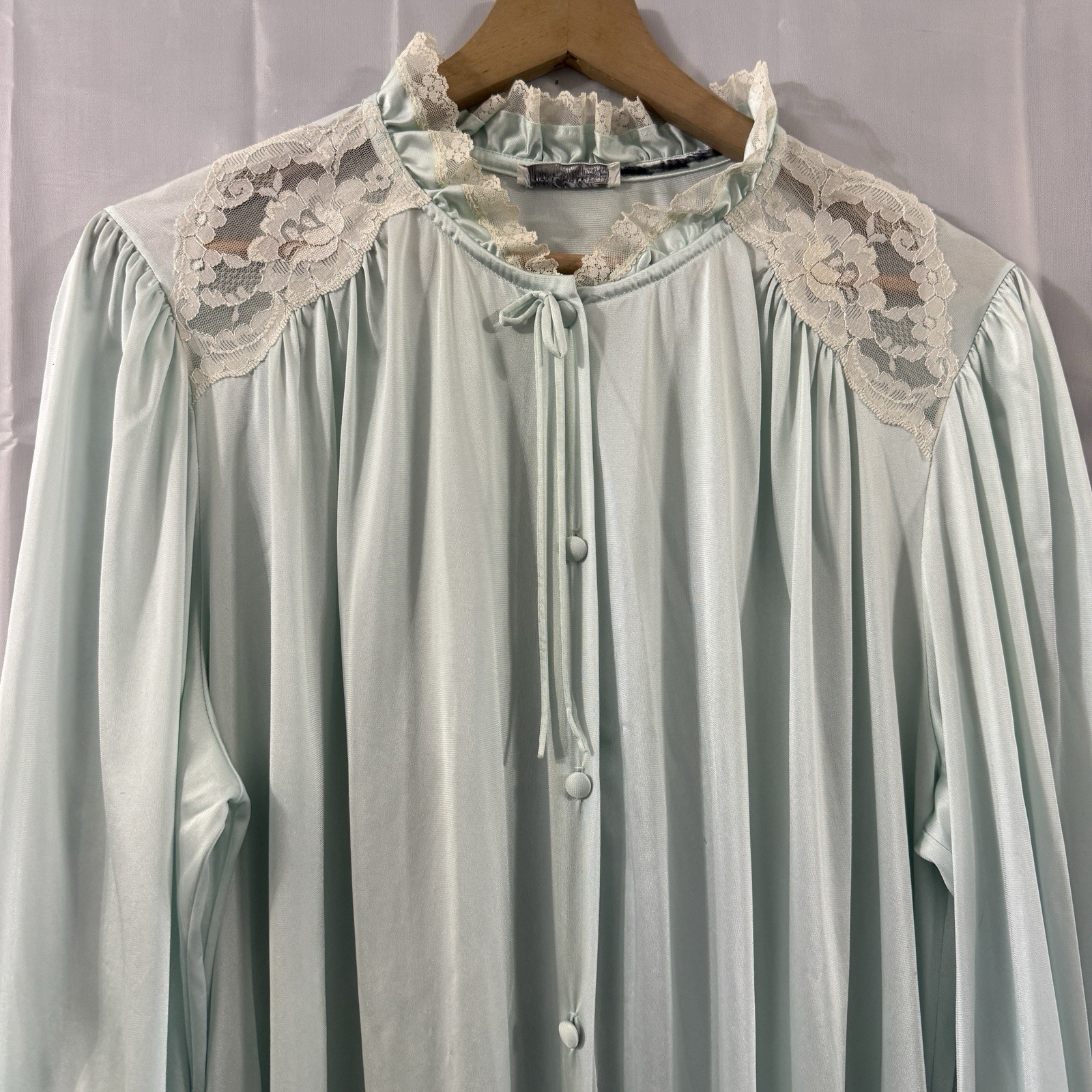 Miss Elaine Dressing Gown Nightgown Pockets Vintage 2XL Blue USA Sexy Modest