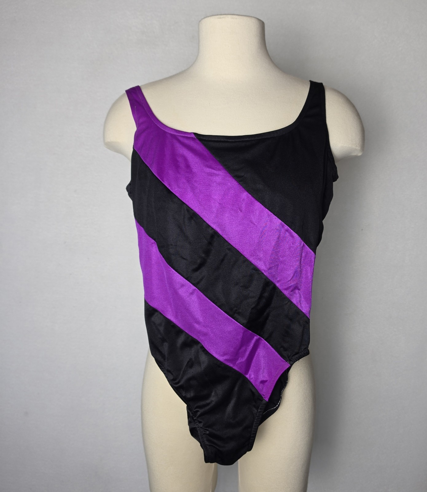 VTG Rose Marie Ried One-Piece Swimsuit Bathing Suit Black Purple Womens Size 10