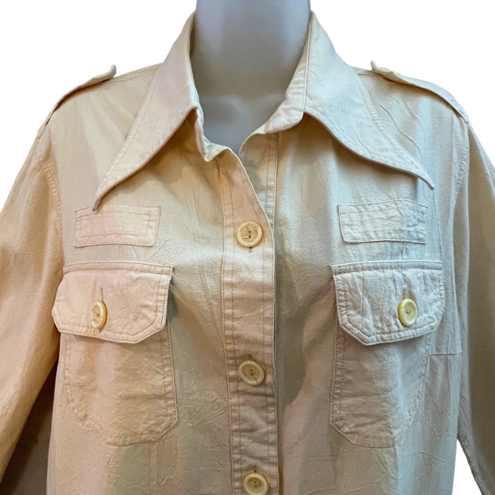 VINTAGE 70s Loubella Extendables Muslin Safari Shirt Size 16/17