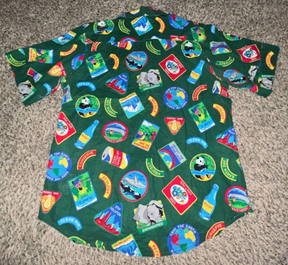 Vintage 90s Gotcha Covered Short Sleeve Print Shirt Earth Day Environmentalist