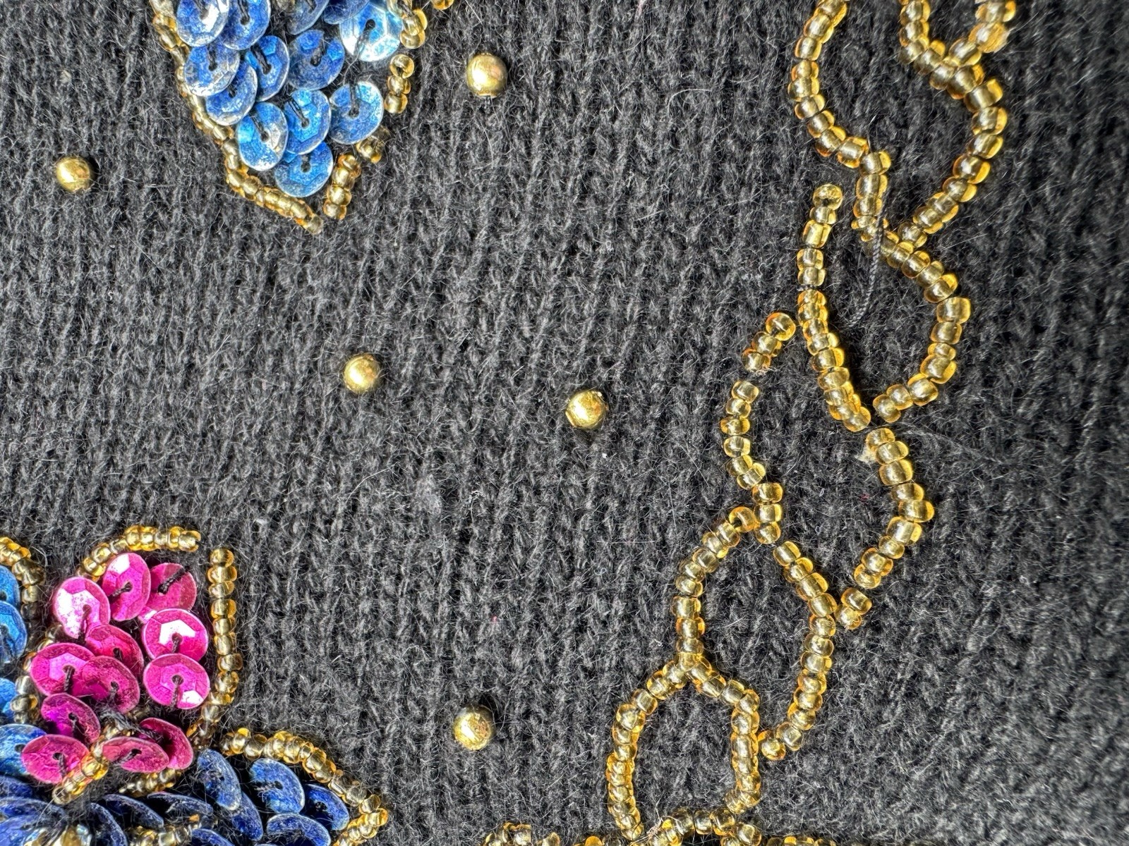 Vintage Joule Energy Sweater 80s black sequin Goldberg women L silk Angora wool
