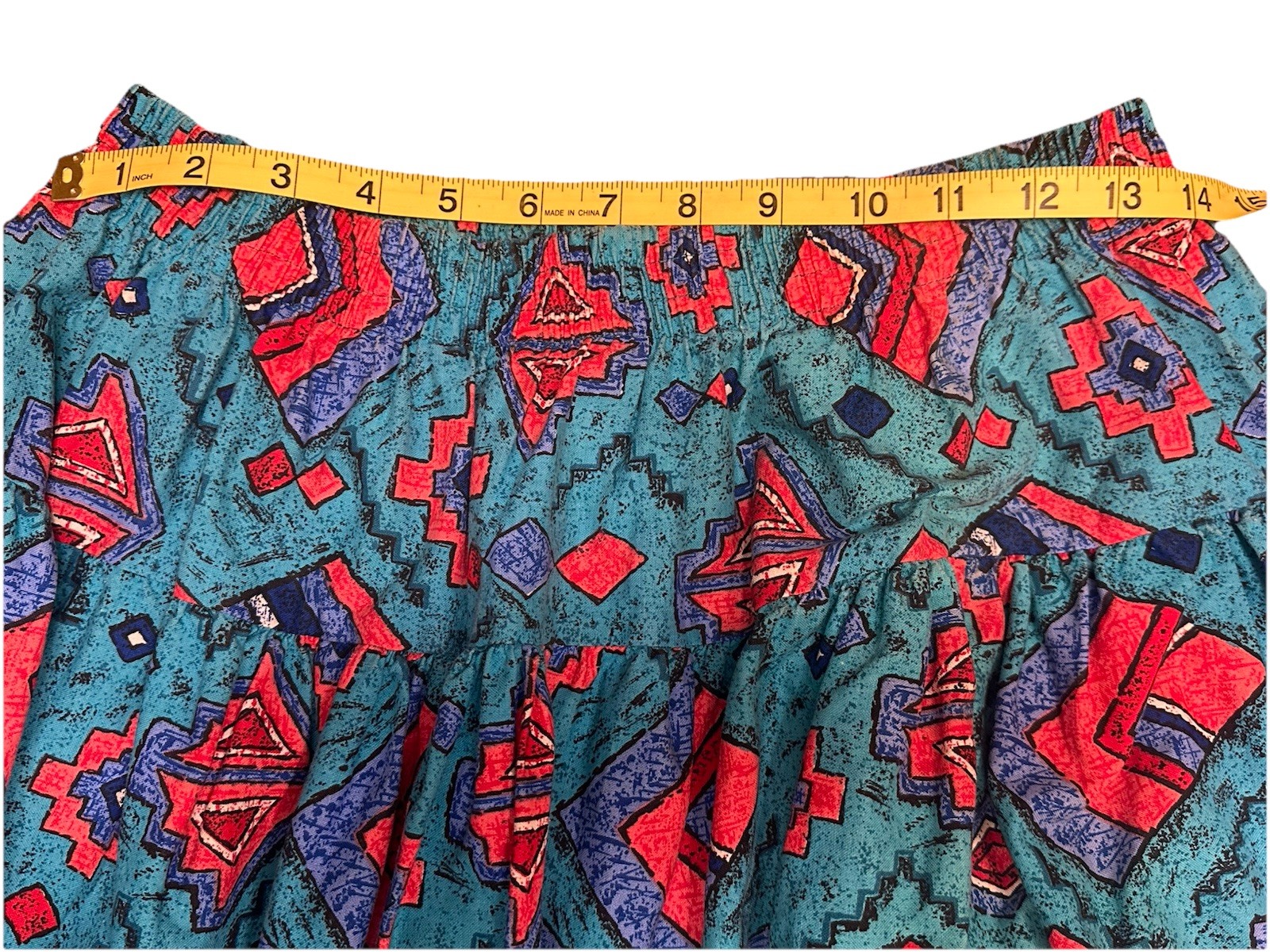 True Vintage America America Southwest Aztec Print Skirt Sz Large Bright Poofy