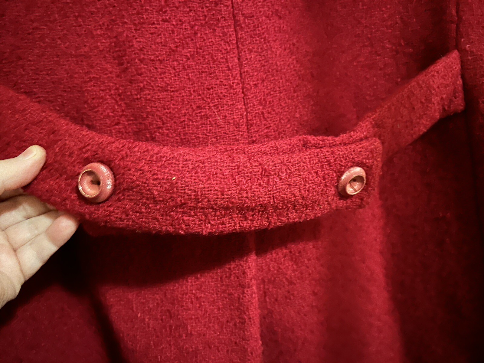 Vintage 1960’s Red Boucle Coat Long Med/Lg Valentine’s ILGWU label Made in USA