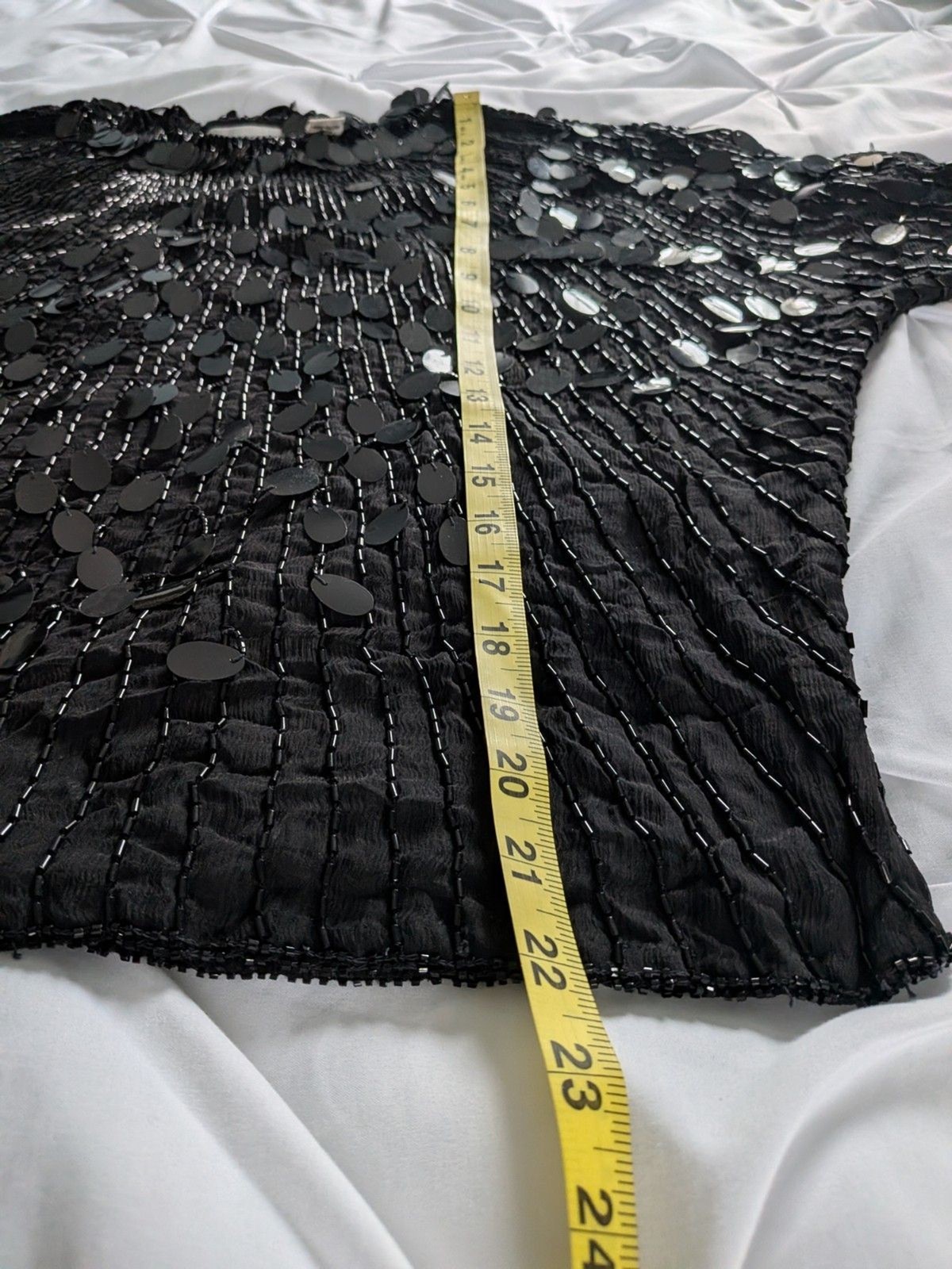 Vintage Ann Katrine Evening Top Women’s S Silk Beaded Sequin Formal Black Tie