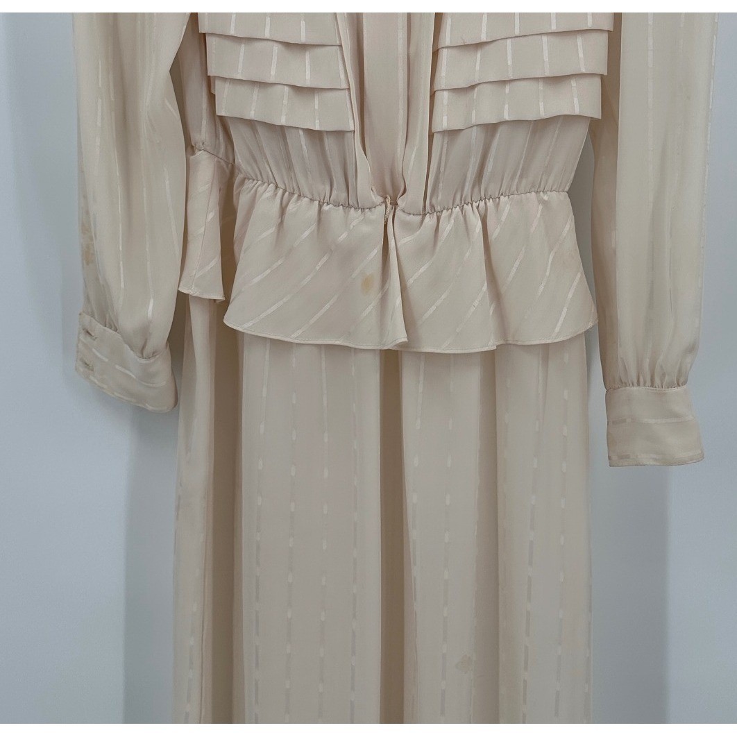 Women Vintage Victorian Revival Midi Dress Size L Romantic Cottagecore Secretary