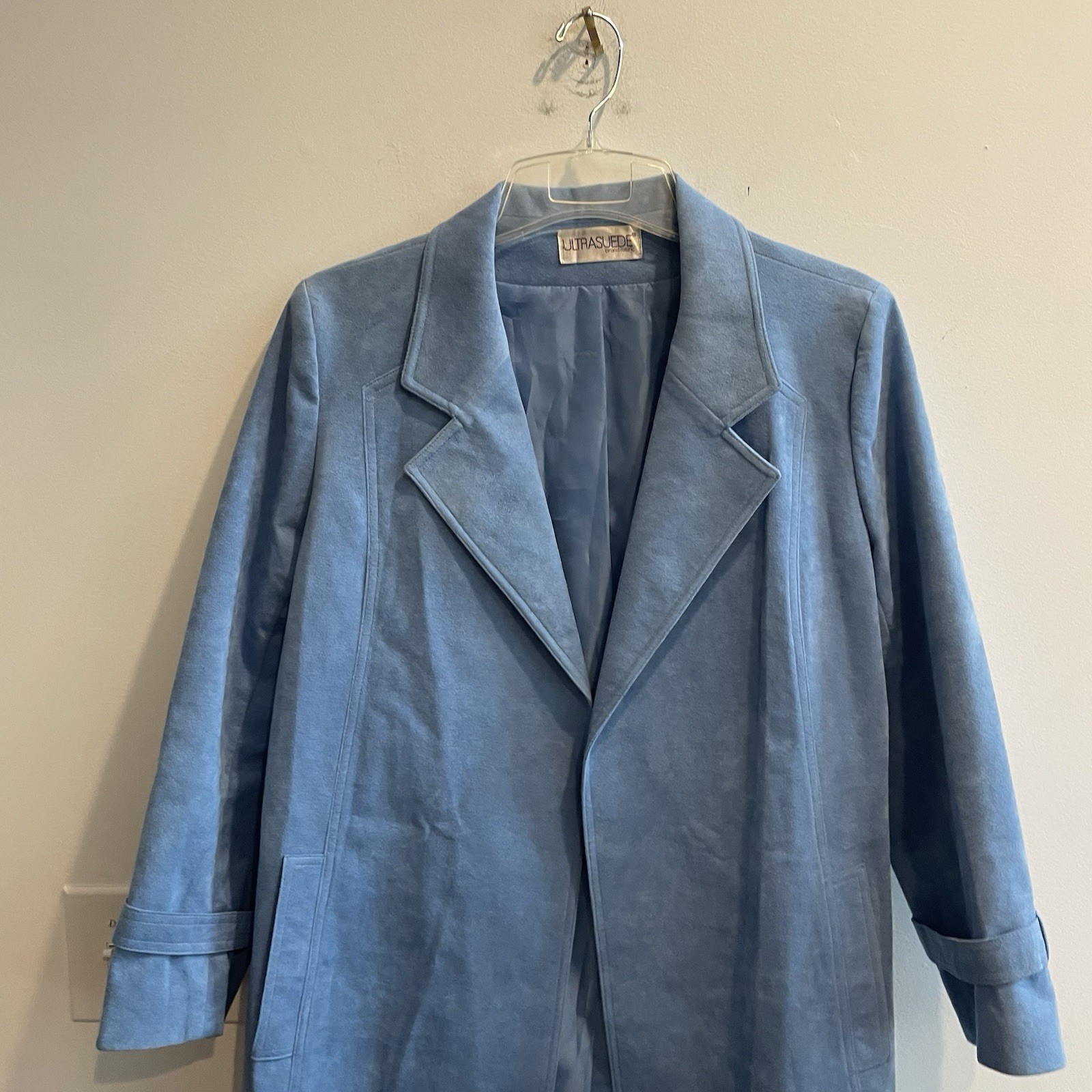 Vintage 70s Women’s Count Romi Blue Ultra Suede Long Swing Coat Sz 12 Trench